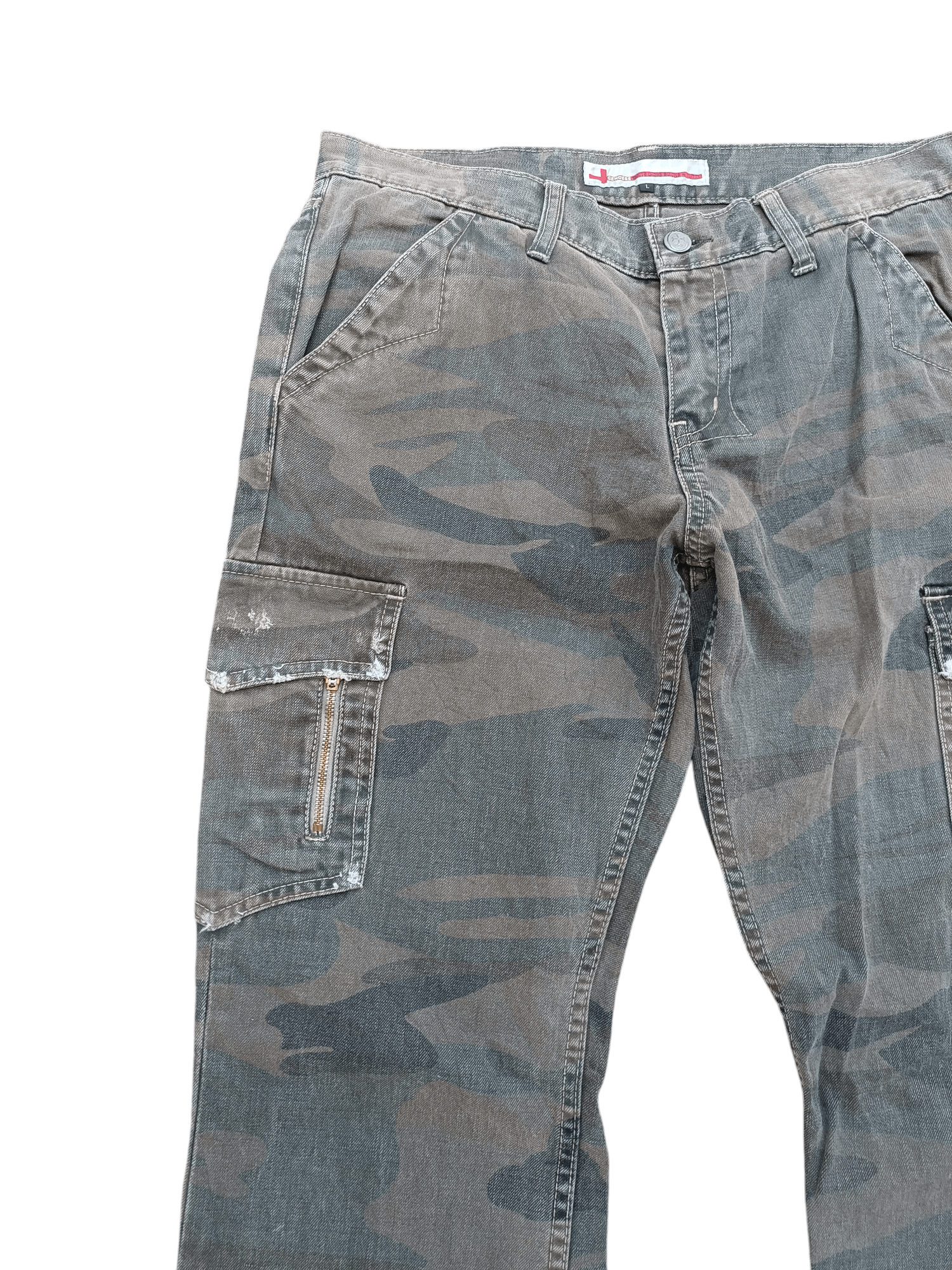 Japanese Brand FLARED💥Genoese Okayama Distressed Multi Pocket Camo Pant Size US 31 - 7 Thumbnail