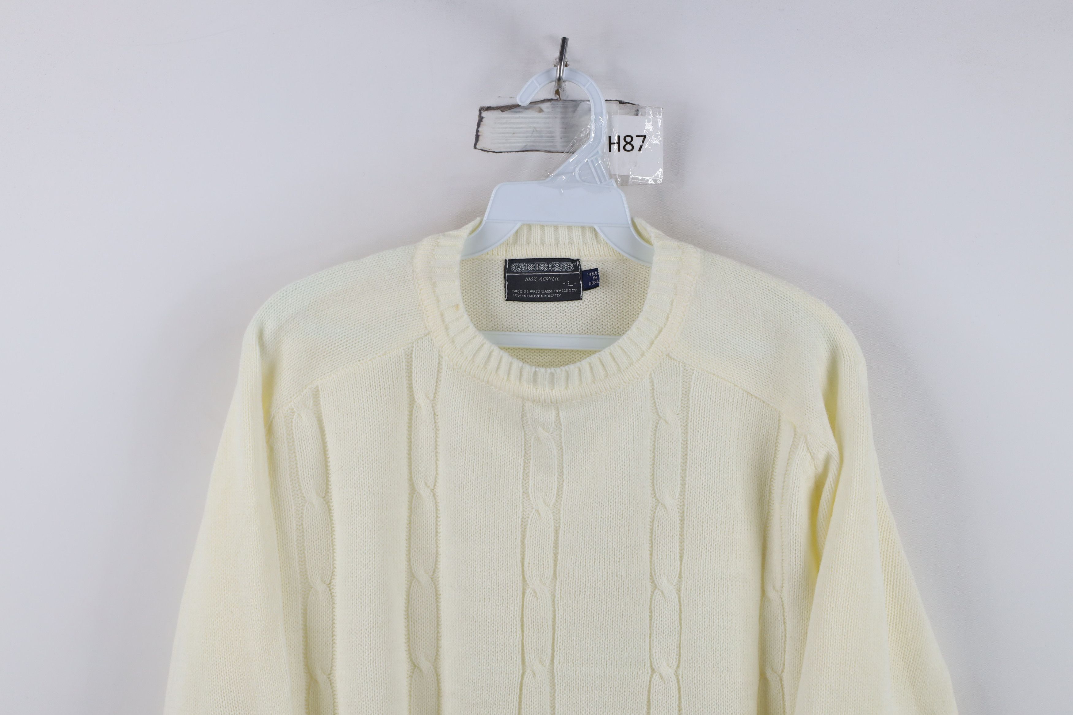 Vintage Vintage 70s Streetwear Cable Knit Crewneck Sweater Cream Size L / US 10 / IT 46 - 2 Thumbnail