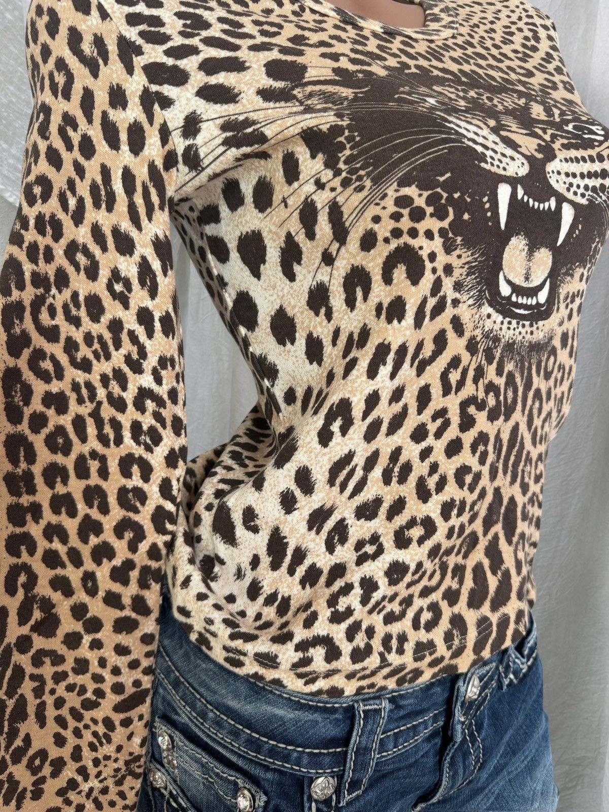 Hysteric Glamour 2000’s Aesthetic Super Sexy Leopard Printed Long Sleeve Top Size S / US 4 / IT 40 - 4 Thumbnail