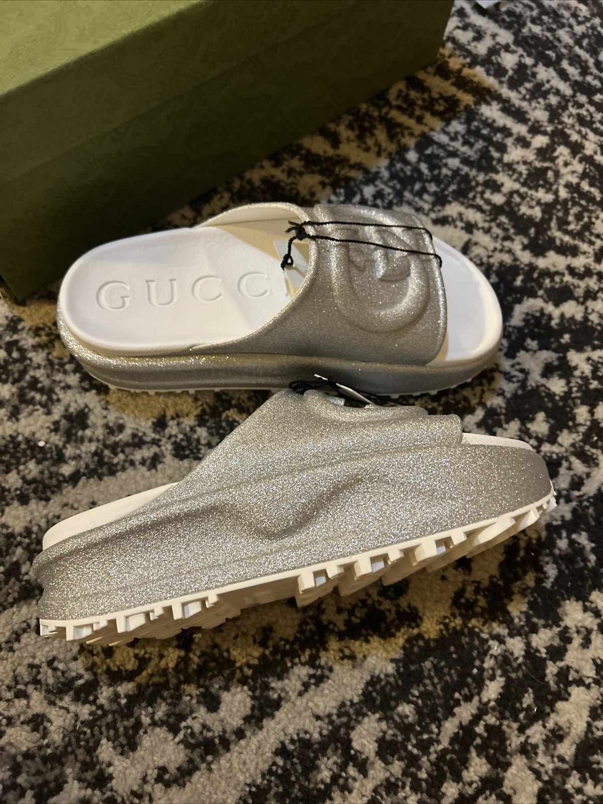 Gucci Gucci Interlocking G Platform Slides Silver Size US 6 / IT 36 - 9 Thumbnail