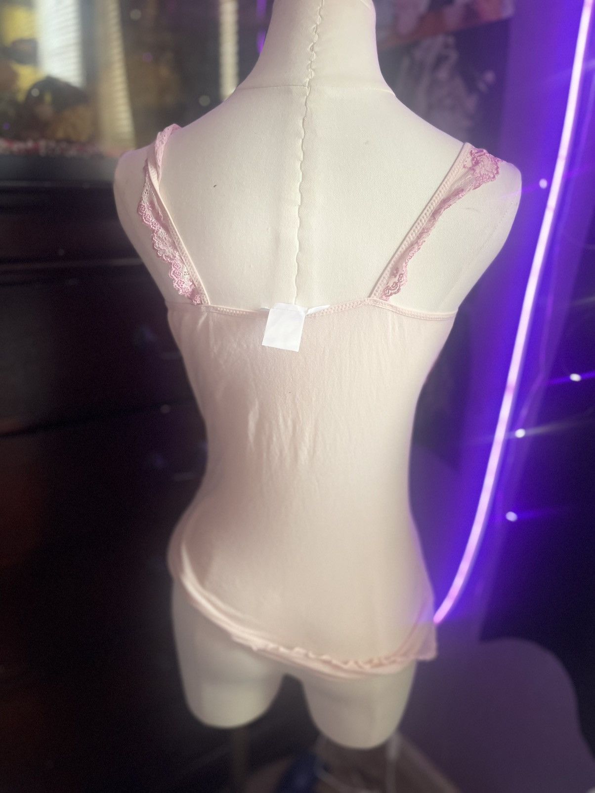 Other Vintage Baby Pink Gilligan O Malley Mesh cami top. Size XL / US 12-14 / IT 48-50 - 5 Thumbnail