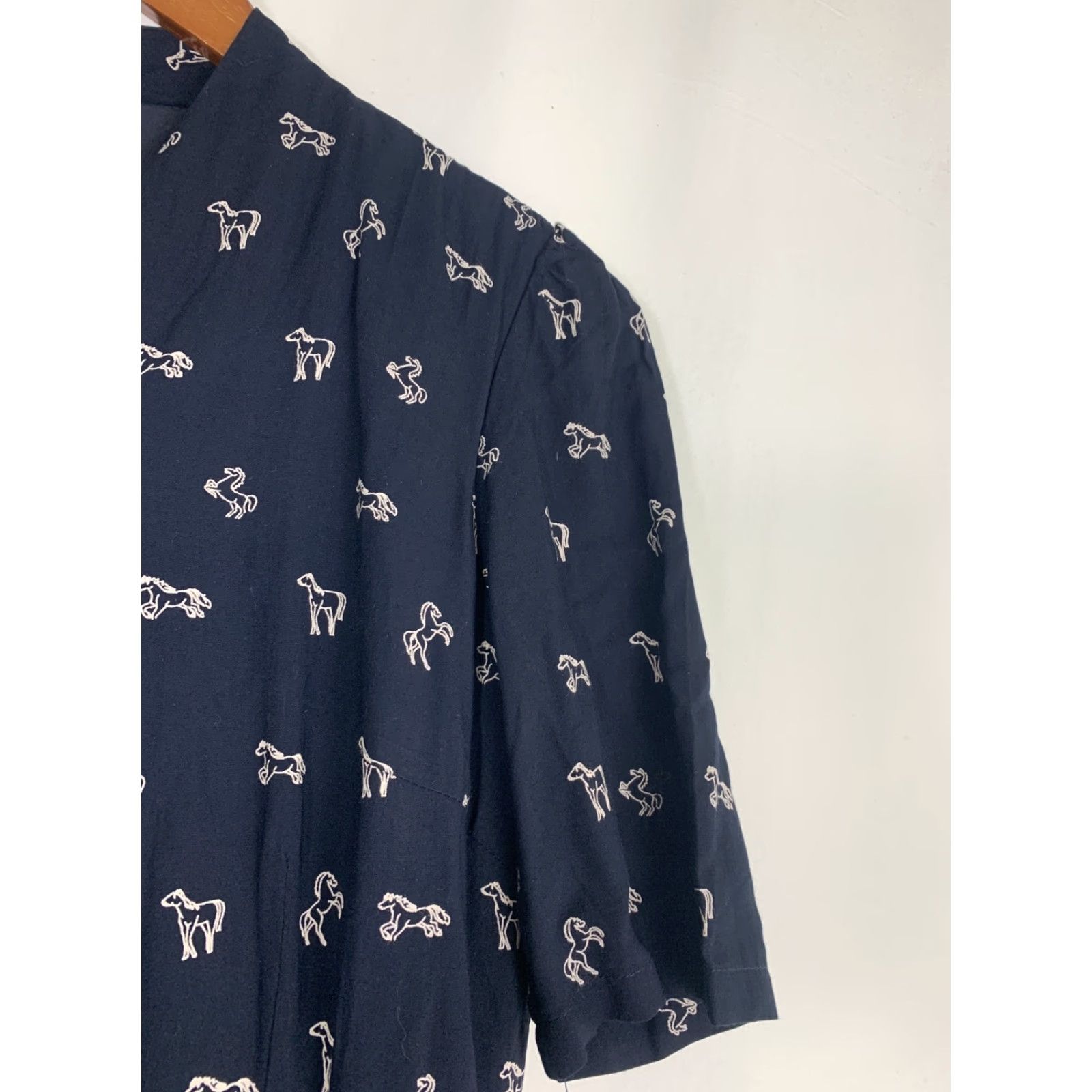 Vintage Lindy Bop Dress Knee Length Womens M Black Horse Short Sleeve Fit & Flare Size 32" / US 10 / IT 46 - 3 Thumbnail
