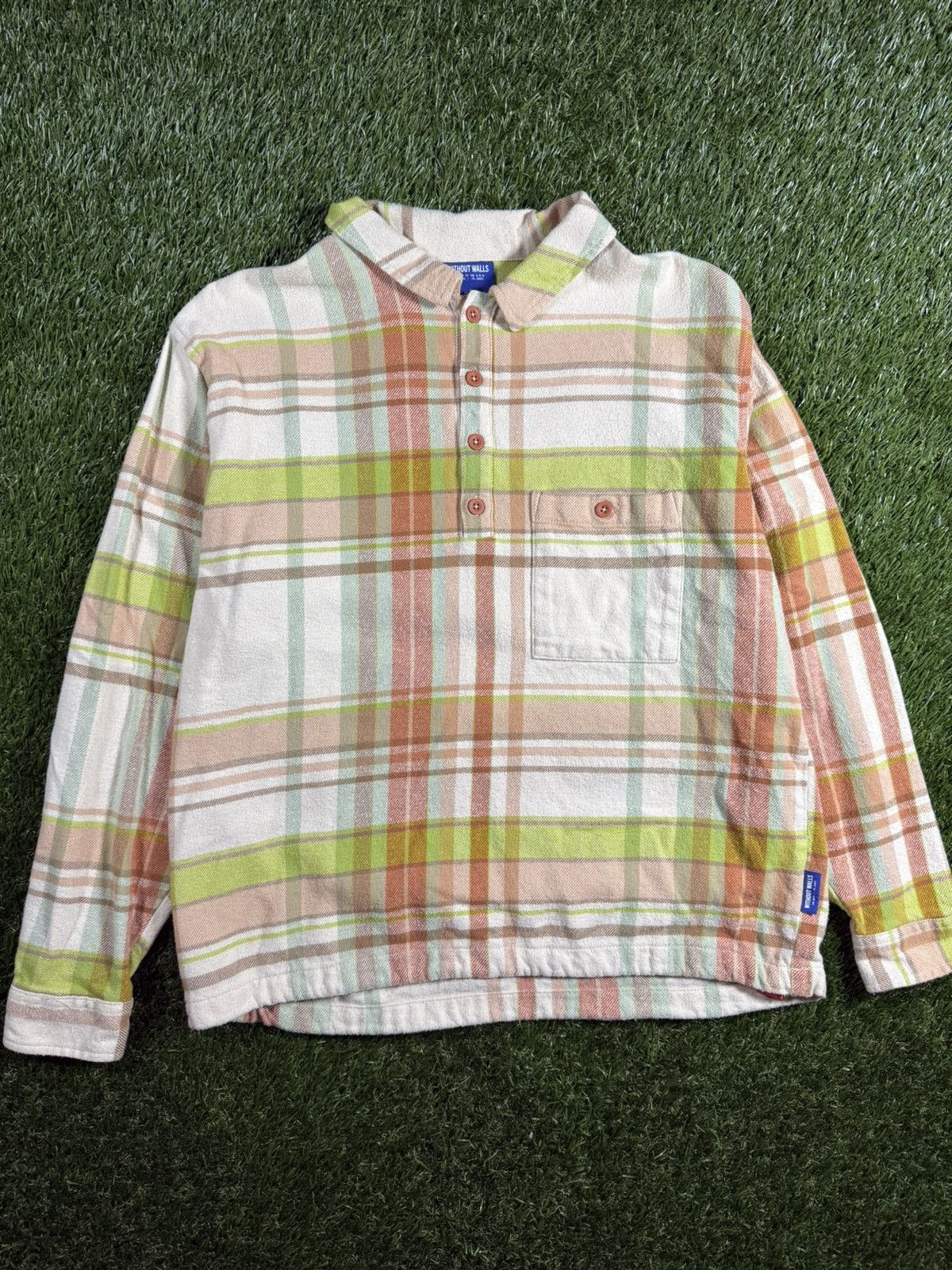 Without Walls Y2k Without Walls Vibrant Salmon Striped Flannel Sweatshirt Size US M / EU 48-50 / 2 - 1 Thumbnail