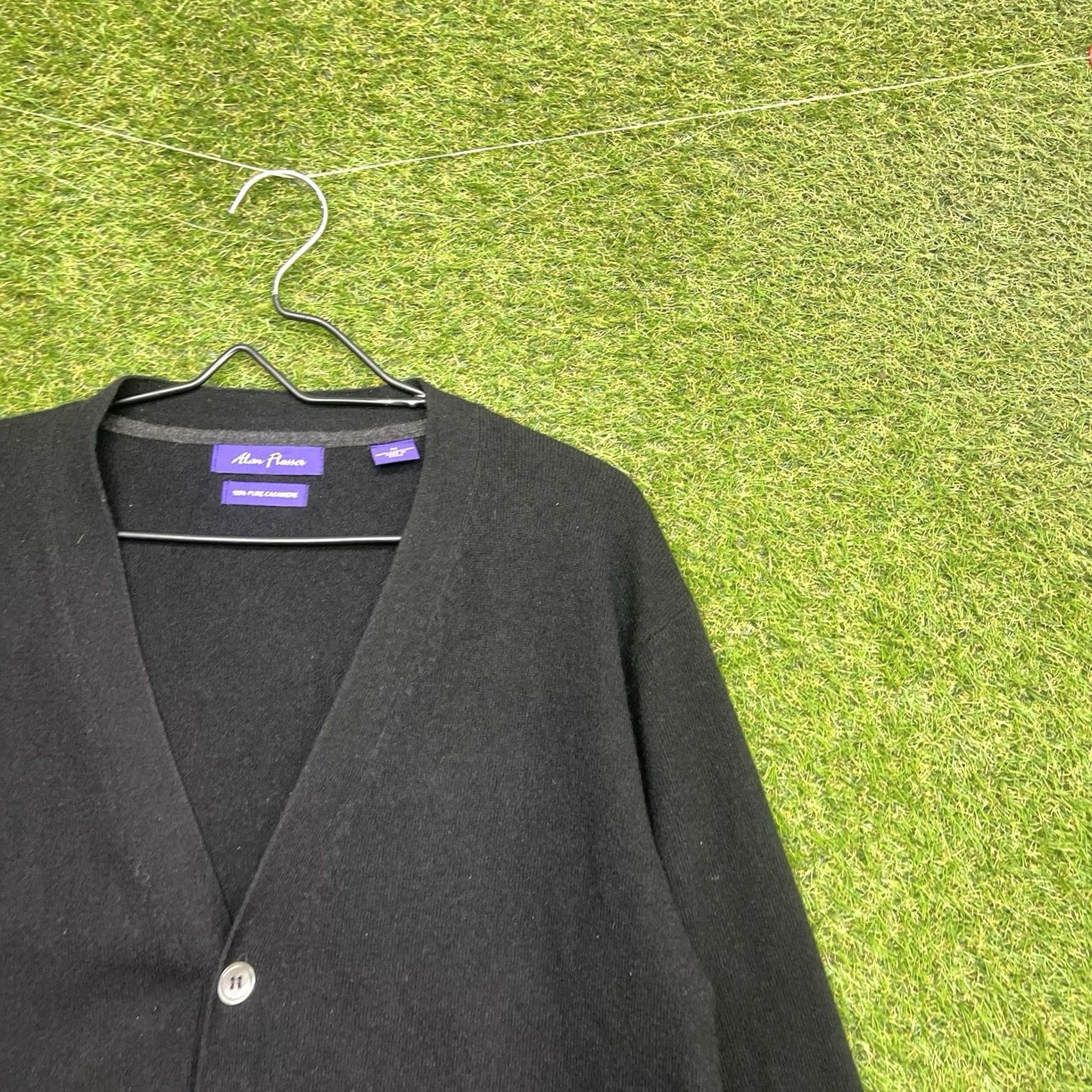 Vintage Alan Flusser Mens Cashmere Cardigan Sweater Long Sleeve V Neck Button Black M Regular Size US M / EU 48-50 / 2 - 3 Thumbnail