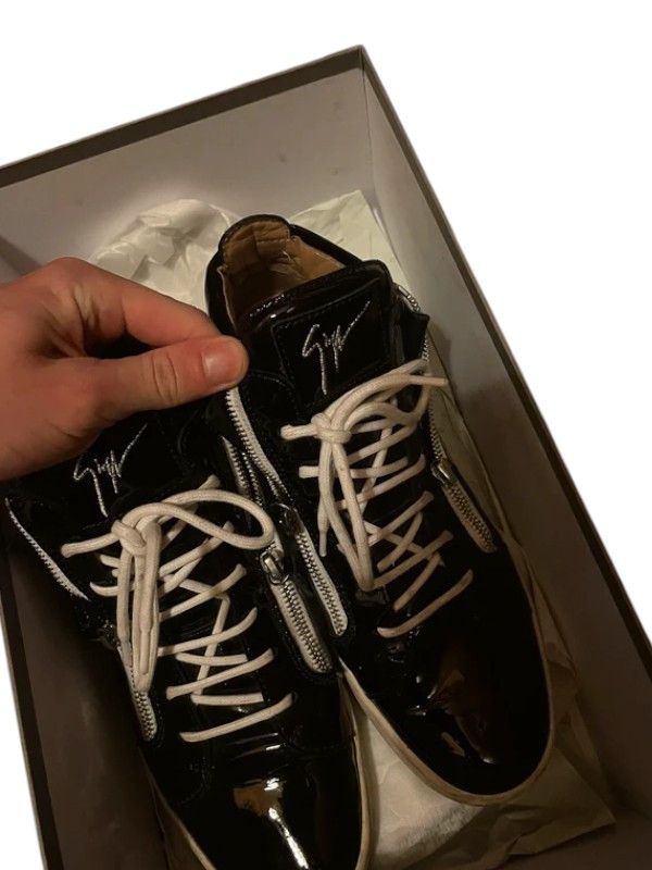 Giuseppe Zanotti Giuseppe Zanotti Patent Leather Double Zip Sneakers, c.2010s Size US 6.5 / EU 39-40 - 2 Thumbnail