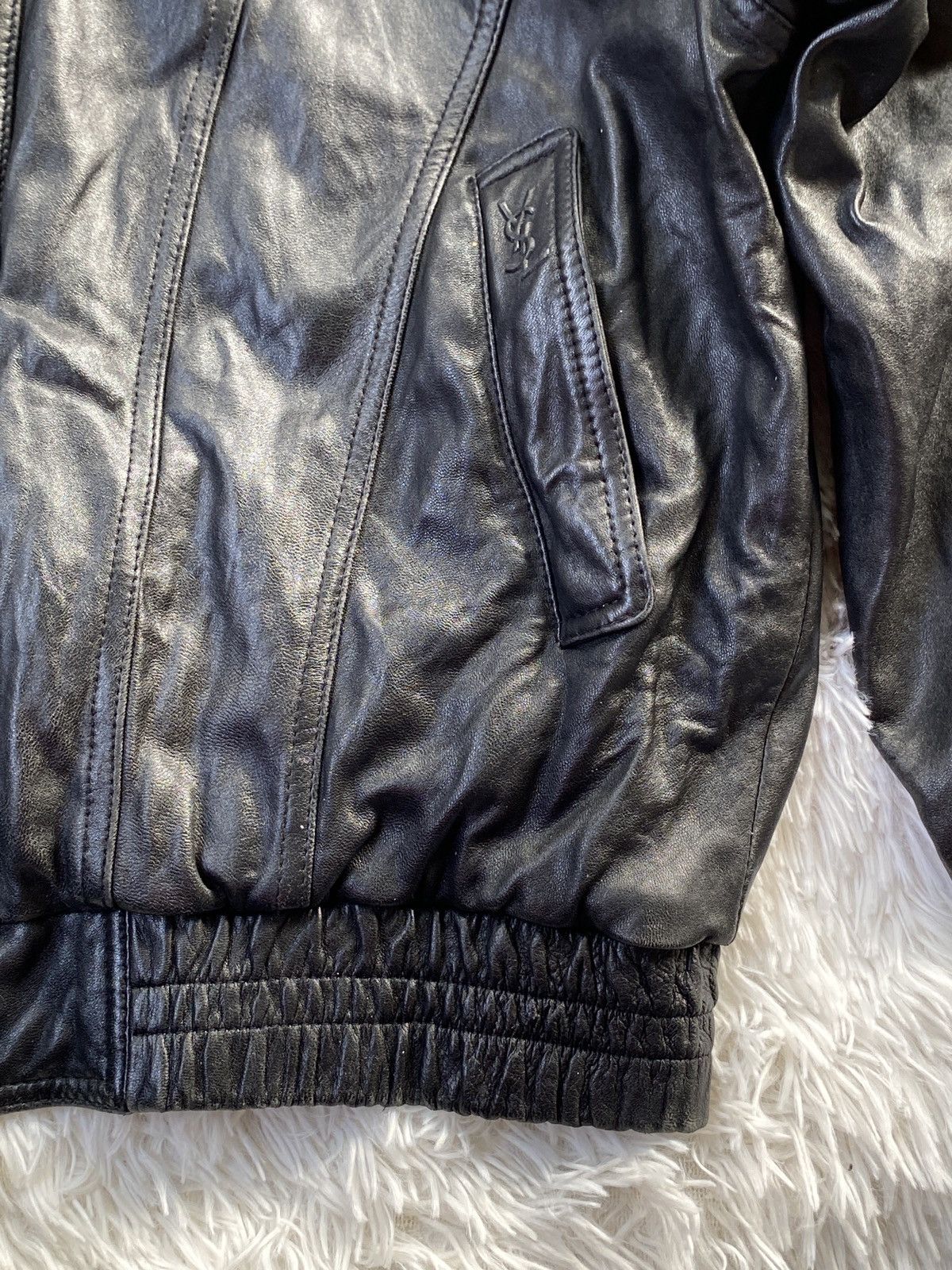 Yves Saint Laurent Vintage YvesSaintLaurent Black Sheepskin Leather zip up Size US L / EU 52-54 / 3 - 7 Thumbnail