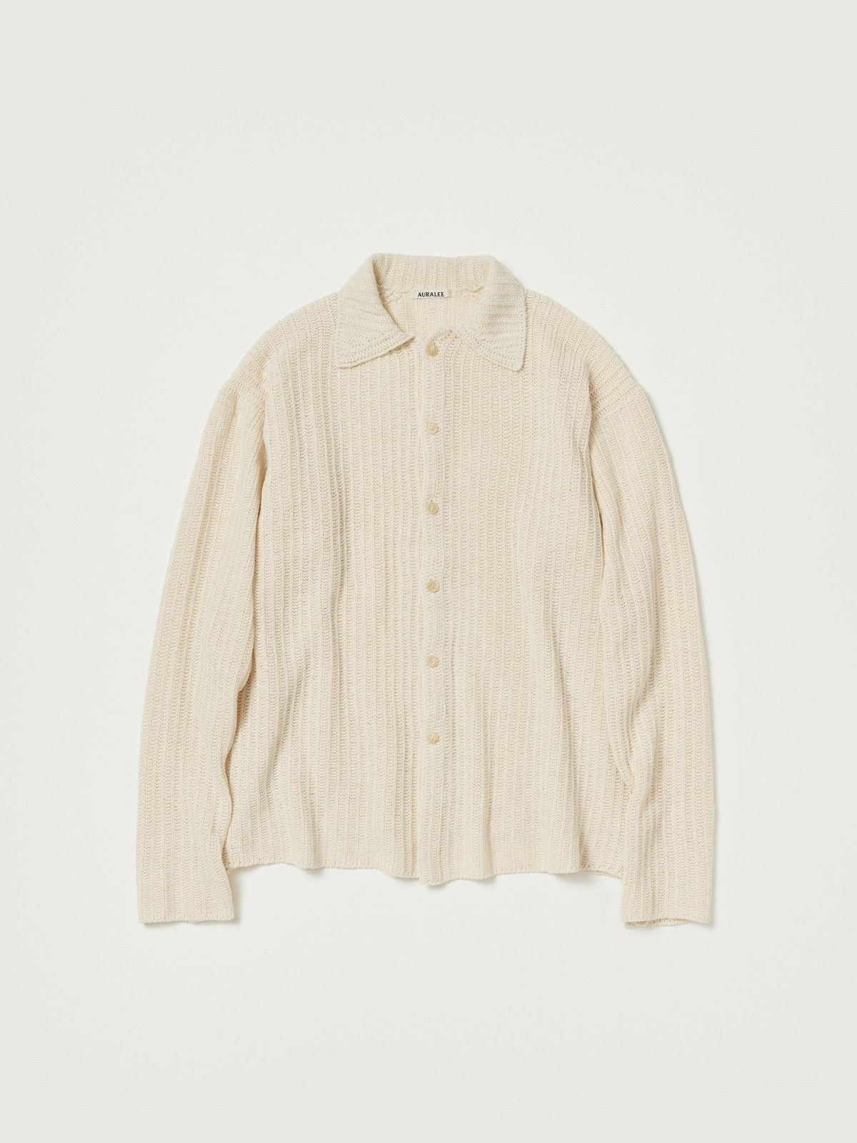 image of Auralee Brushed Cotton Wool Rib Knit in White, Men's (Size Medium)