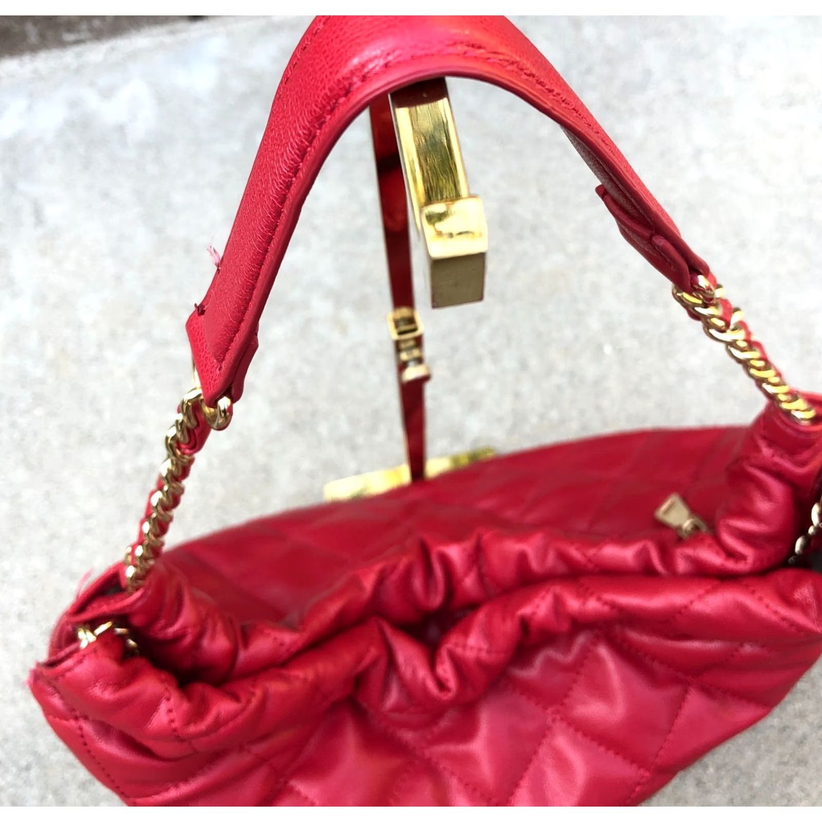 Vintage INC International Concepts Quilted Purse Women's Red Faux Leather Shoulder Bag Size ONE SIZE - 5 Thumbnail