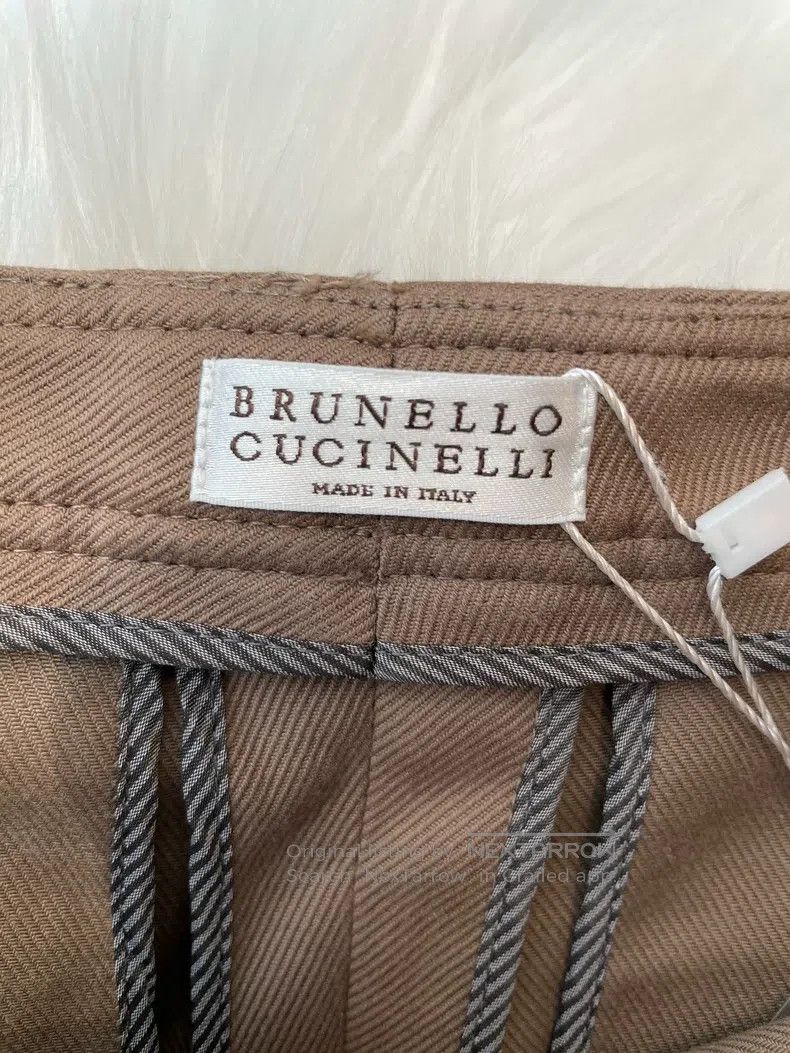 Brunello Cucinelli Brunello Cucinelli Khaki Beaded Cotton Casual Trousers Size 26" / US 2 / IT 38 - 3 Thumbnail