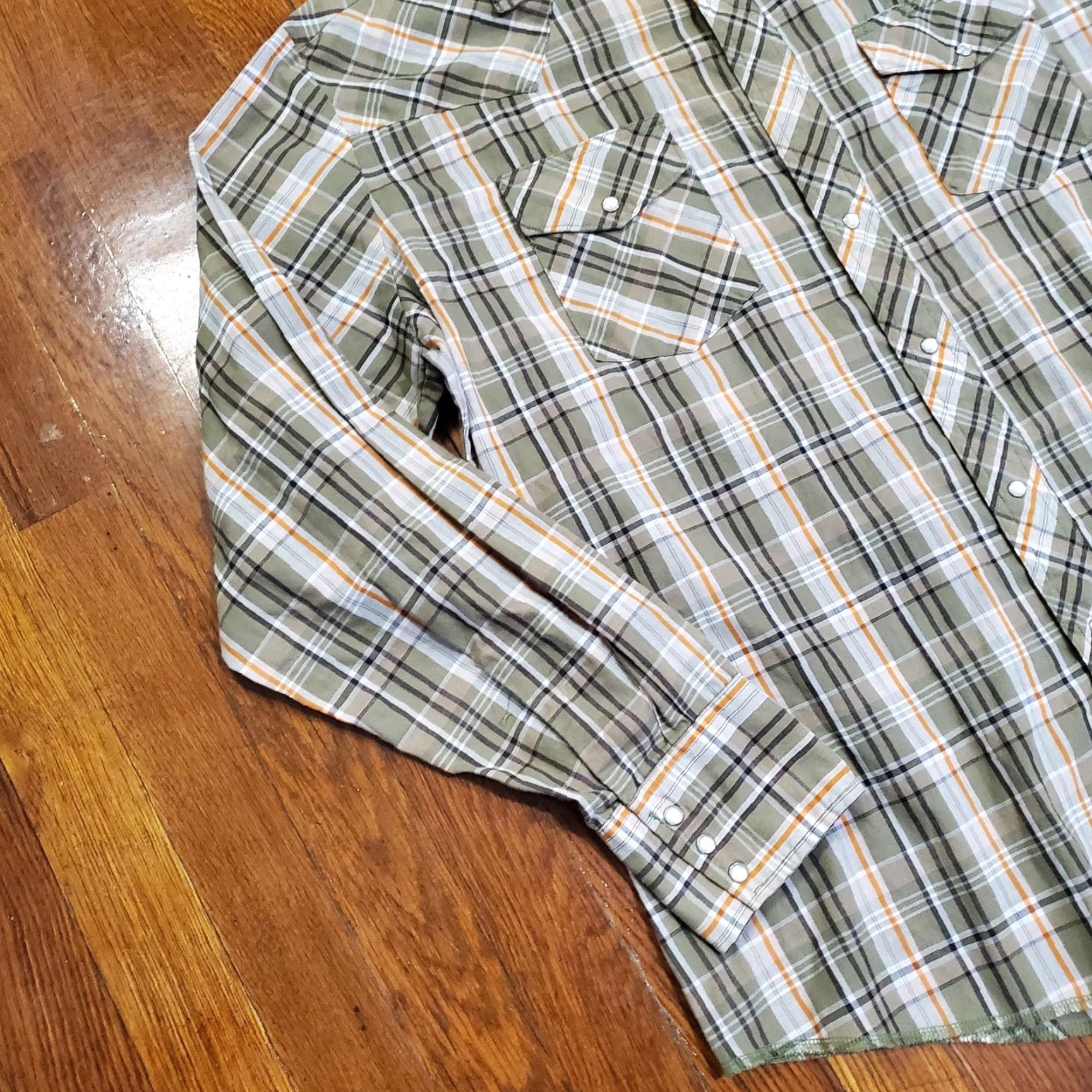 Vintage Rustler Shirt Mens XL Green Plaid Western Pearl Snap Long Tails Cowboy Size US XL / EU 56 / 4 - 2 Thumbnail