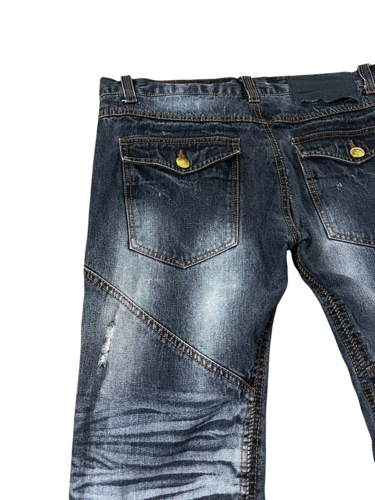 Kapital 💥Flare💥Vintage Lowbox Clawmark Distress Jean Rare Size US 33 - 14 Thumbnail