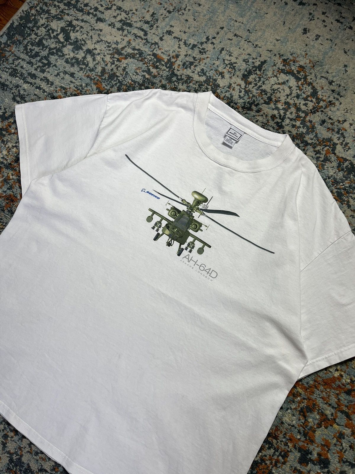 Vintage Vintage 90s AH-64 Apache longbow helicopter graphic tee Size US XXL / EU 58 / 5 - 5 Thumbnail