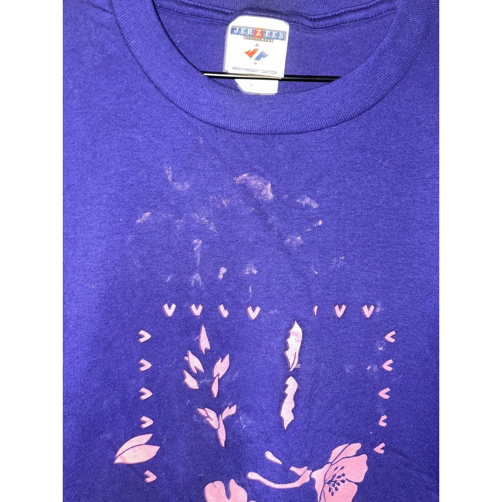 Jerzees Vintage Flower Shirt Jerzees Floral Test Print Misprint Tee Size US XL / EU 56 / 4 - 4 Thumbnail