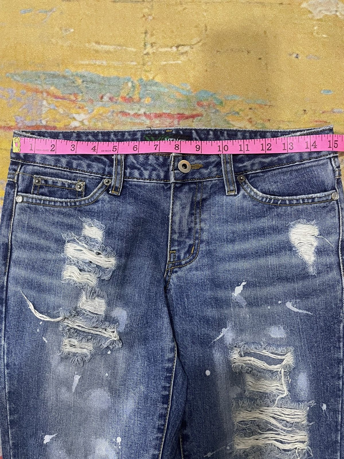 Japanese Brand Vintage Y2K Vence Thrashed Flare Denim Pants Size US 30 / EU 46 - 10 Thumbnail