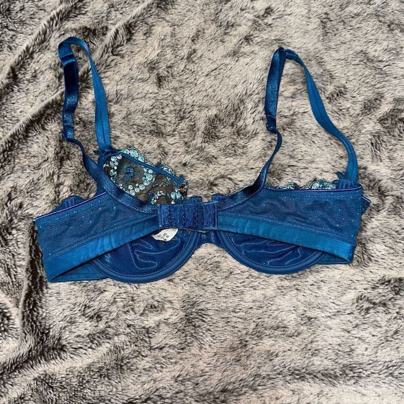 Other Chantelle Floral Embroidered Blue Underwire Bra | Sz 30D Size ONE SIZE - 4 Thumbnail