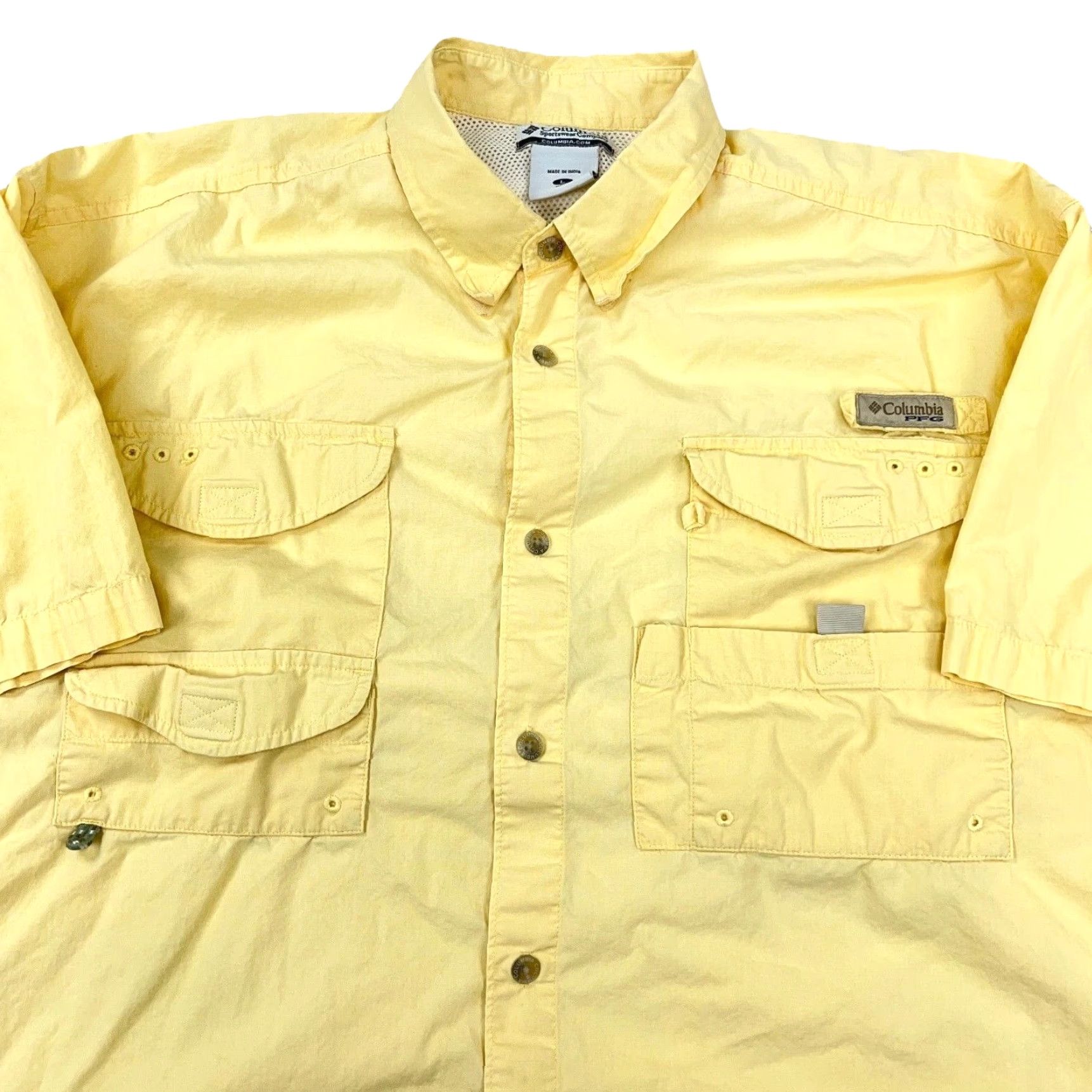 Vintage Columbia PFG Shirt Men L Yellow Khaki Button-Up Fishing Vented Cotton Ocean Omni-Shade Outdoor Classic Modern Size US L / EU 52-54 / 3 - 2 Thumbnail