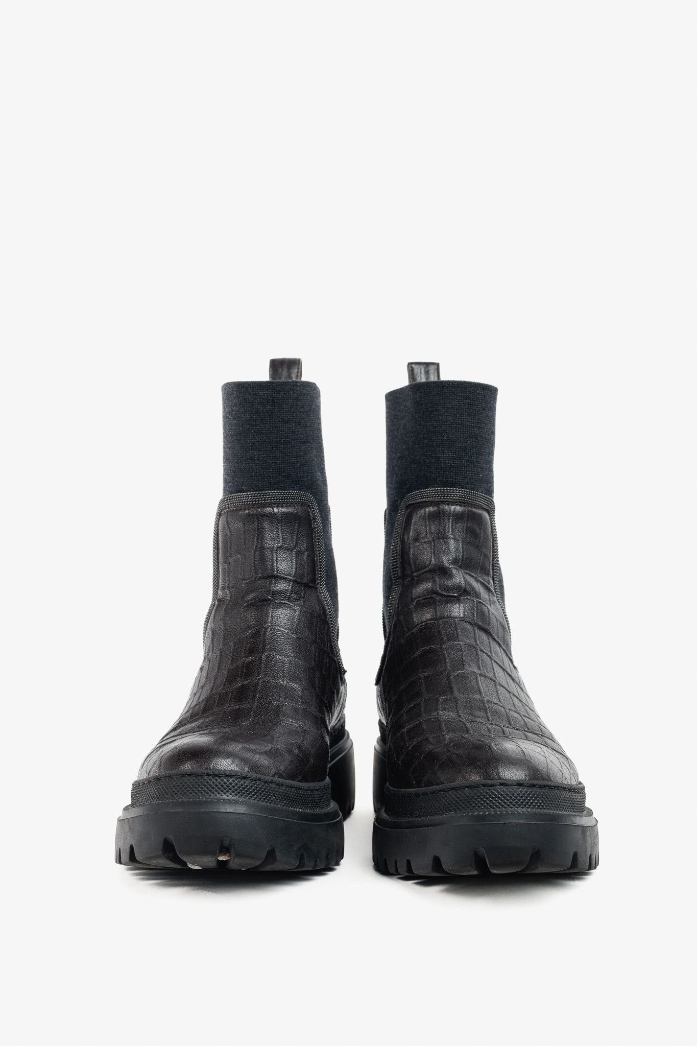 Brunello Cucinelli Brunello Cucinelli Monili Croc-Effect Leather Chelsea Boots Size US 9 / IT 39 - 2 Thumbnail