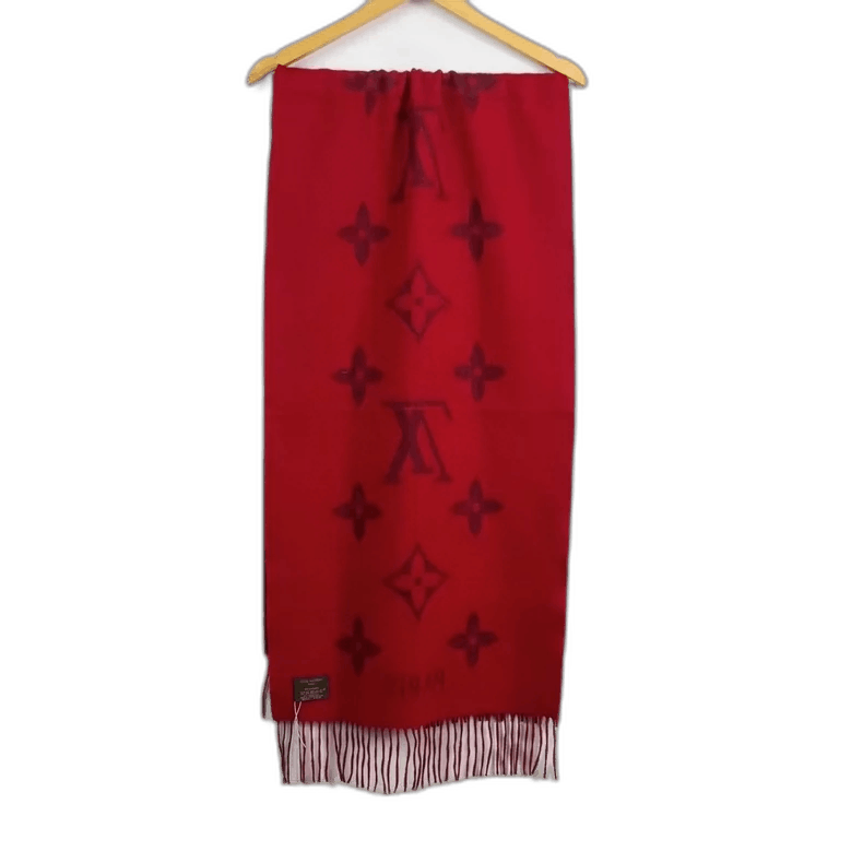 Louis Vuitton Red Cashmere Scarf with Logo Pattern-yf Size ONE SIZE - 1 Thumbnail