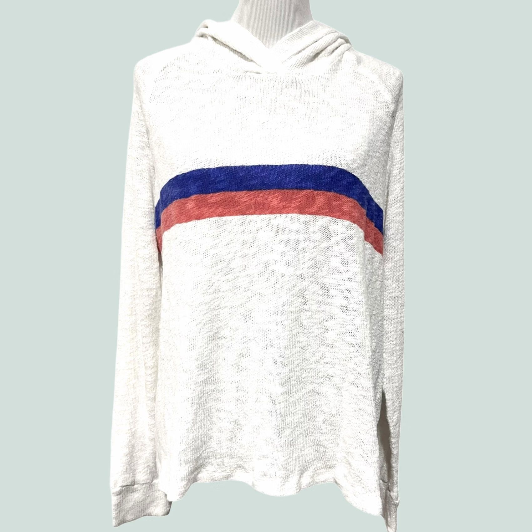 Sundry Sundry Hooded Sweater White L Oversized Slub Knit High Side Slits Slouchy Pullover Womens Size L / US 10 / IT 46 - 1 Thumbnail