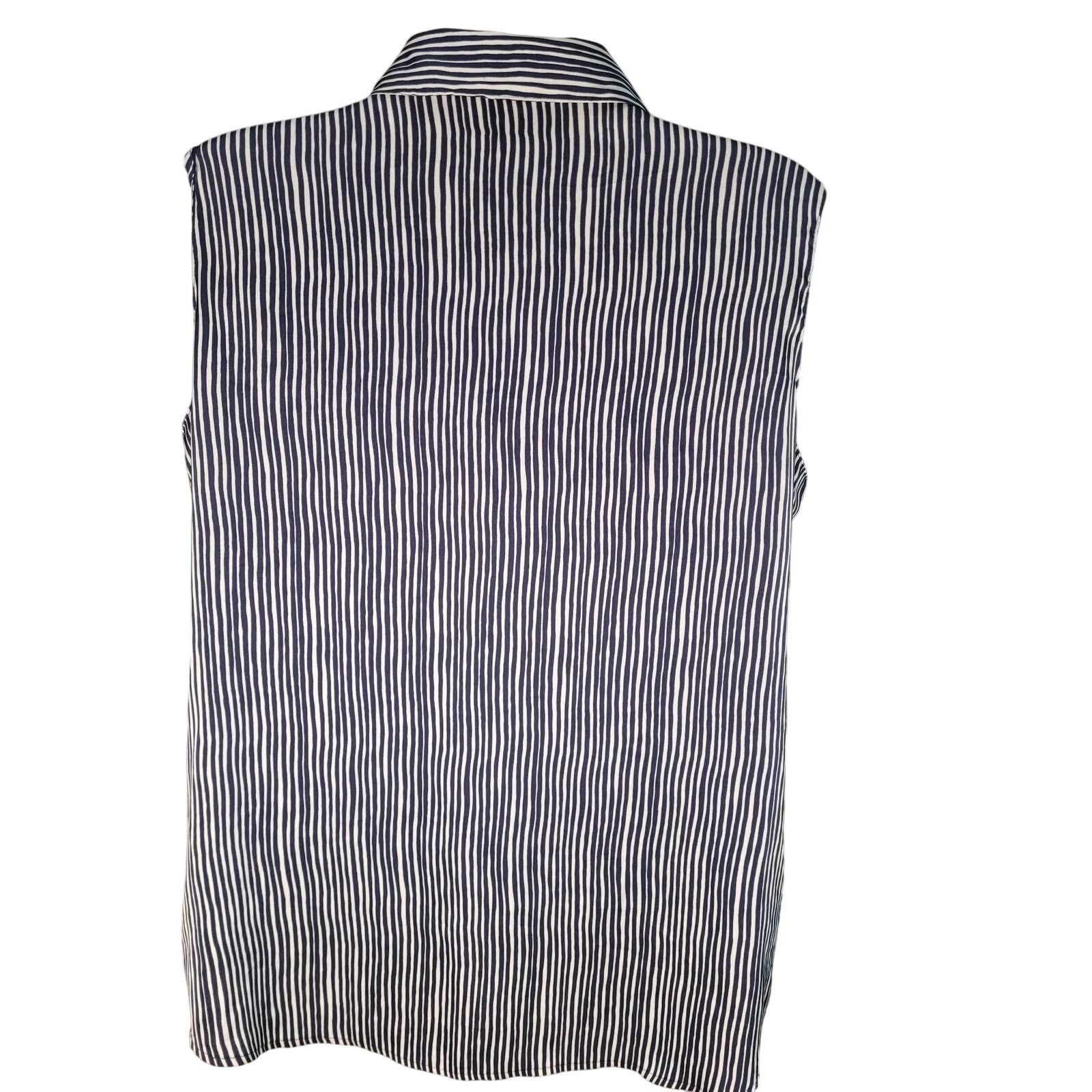 Jones New York Jones New York Navy/Silver Stripe Sleeveless Blouse Sz M Size M / US 6-8 / IT 42-44 - 3 Thumbnail