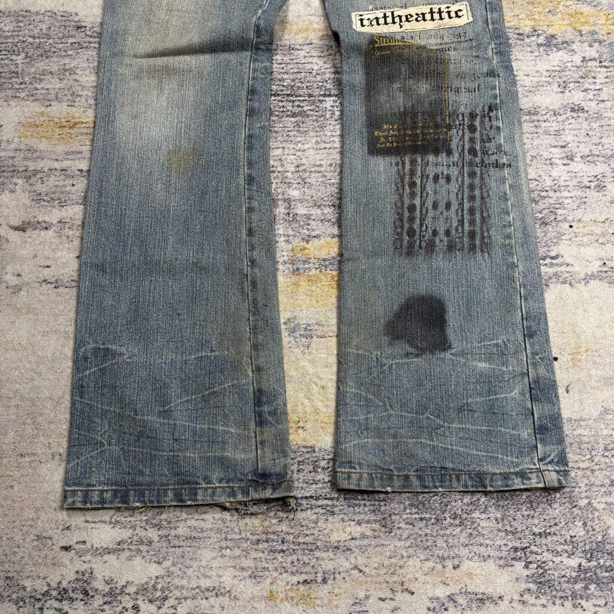 In The Attic In the attic patches crust punk flared jeans vkei style Size US 31 - 5 Thumbnail
