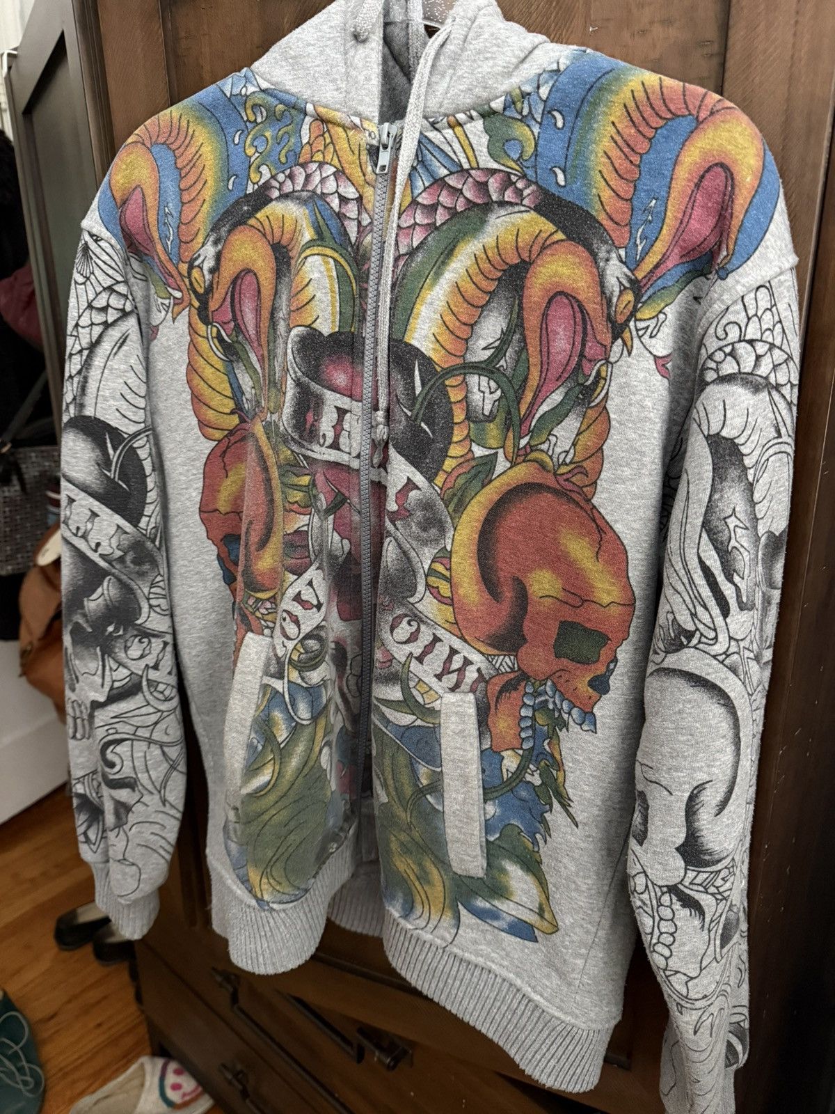 Christian Audigier Vintage Really Point All Over Print Tattoo Hoodie Size US M / EU 48-50 / 2 - 3 Thumbnail