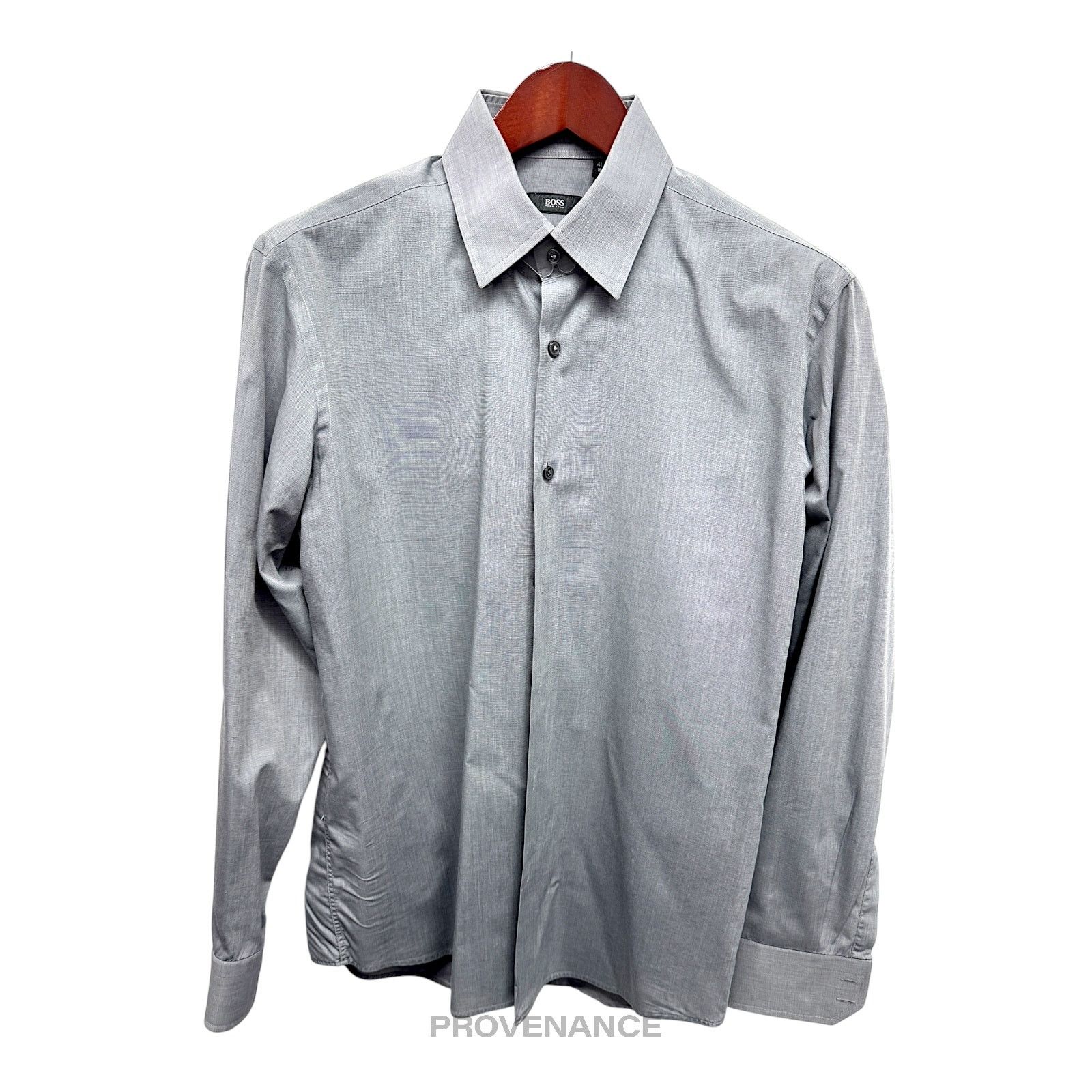 Hugo Boss 🔴 Boss Button Down Shirt - Grey 41 16 Size US L / EU 52-54 / 3 - 1 Thumbnail