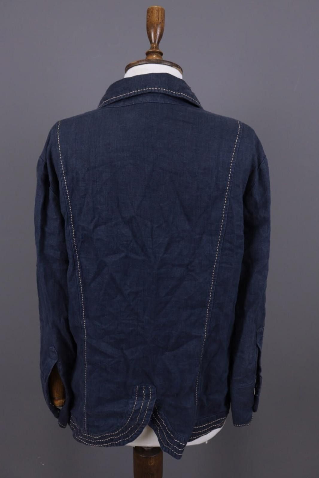 Designer Elisa Cavaletti Blue Lagenlook Linen Blouse Shirt Size L Size L / US 10 / IT 46 - 9 Thumbnail