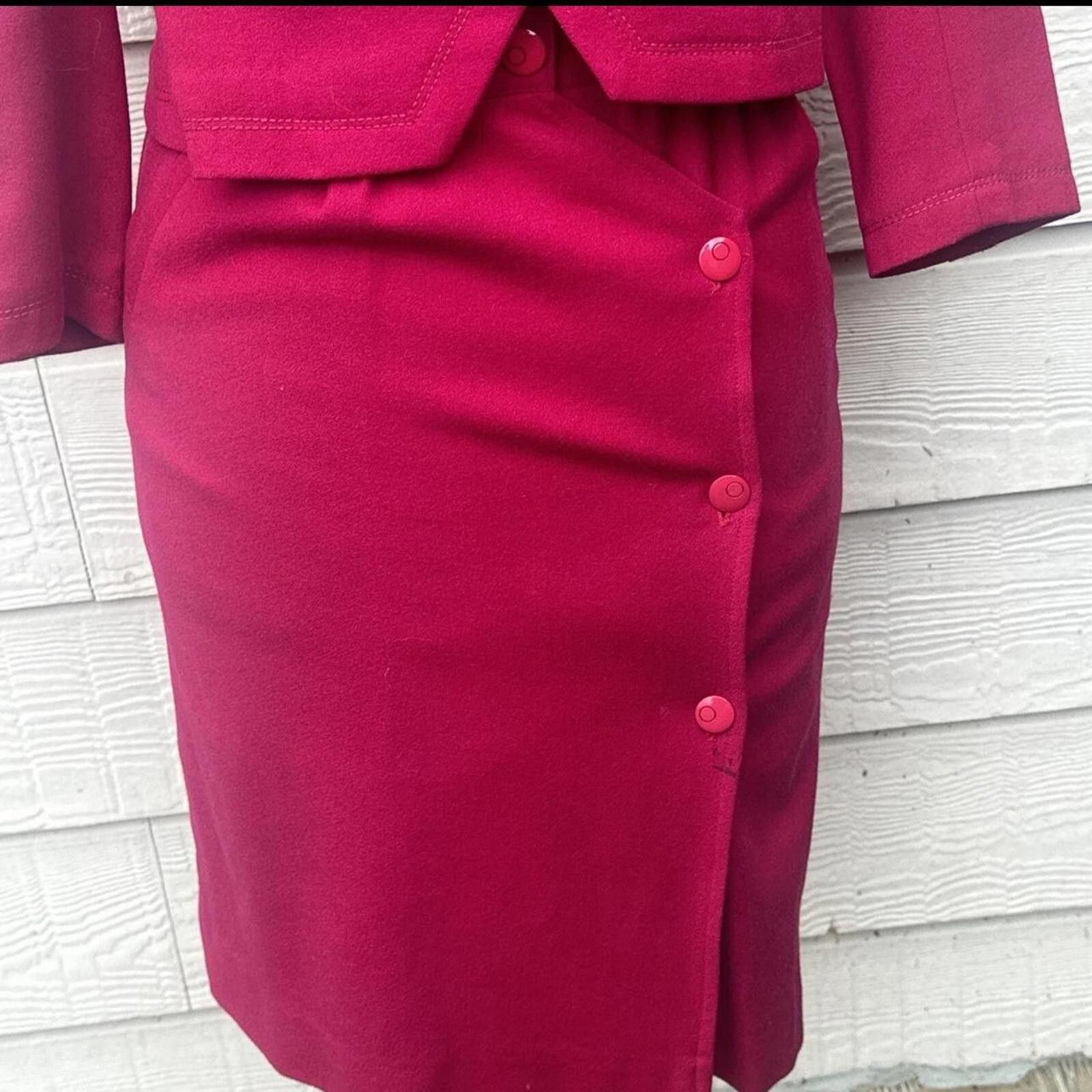 Other Vintage 80s Pink Skirt Suit Size S Wool Asymmetrical Size S / US 4 / IT 40 - 2 Thumbnail