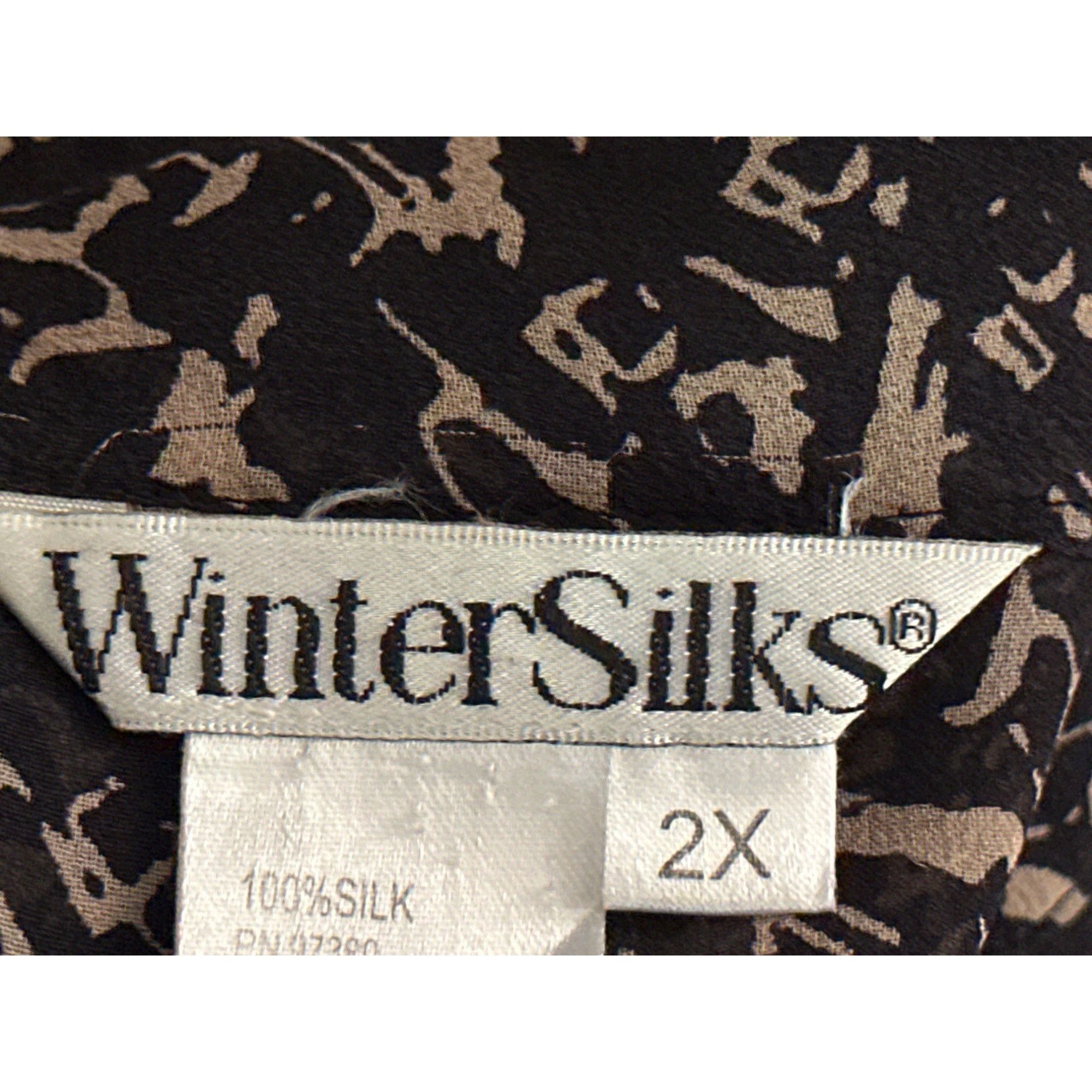 Other WinterSilks Size 2X Vintage Black Silk Top Sheer Abstract Pr Size XXL / US 16-18 / IT 52-54 - 7 Thumbnail