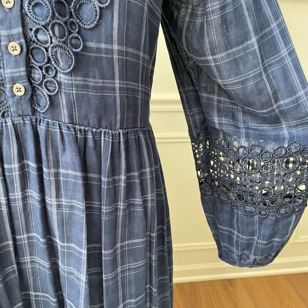 Anthropologie Anthropologie AKEMI + KIN Navy Blue Codie Plaid Handkerchief Size M / US 6-8 / IT 42-44 - 7 Thumbnail