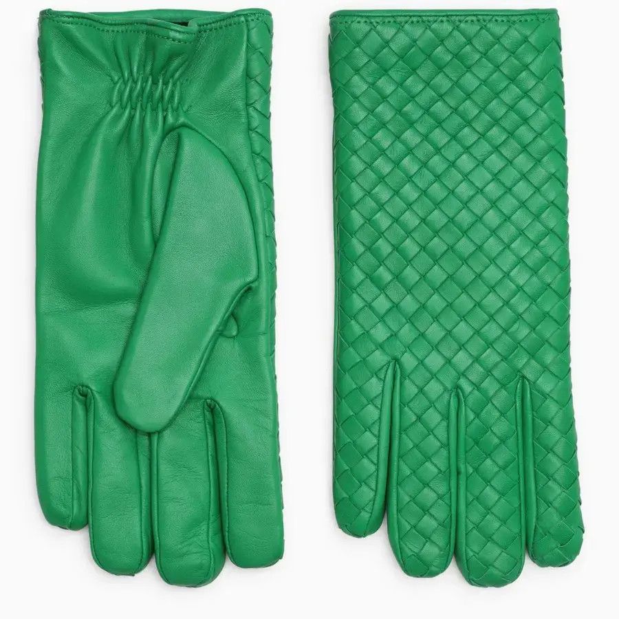 Bottega Veneta o1n1vont1224 Size: 7 / Intrecciato Leather Gloves in Green Size ONE SIZE - 1 Thumbnail