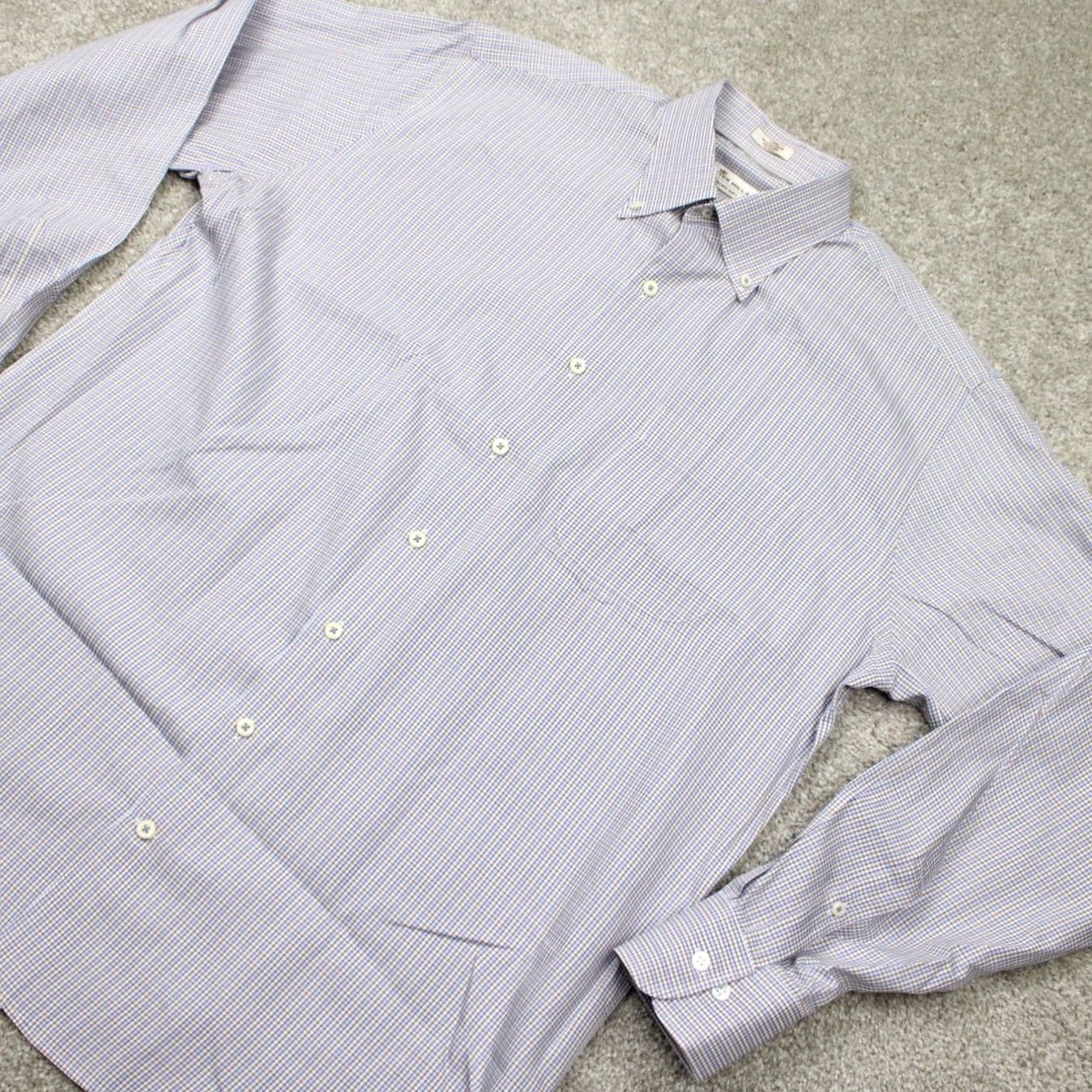 Peter Millar Peter Millar Crown Soft Shirt Adult Large Check Blue/Pink/Tan Cotton/Silk Blend L/S Button-Up Mens Regular Subtle Colorful Pattern Size US L / EU 52-54 / 3 - 3 Thumbnail