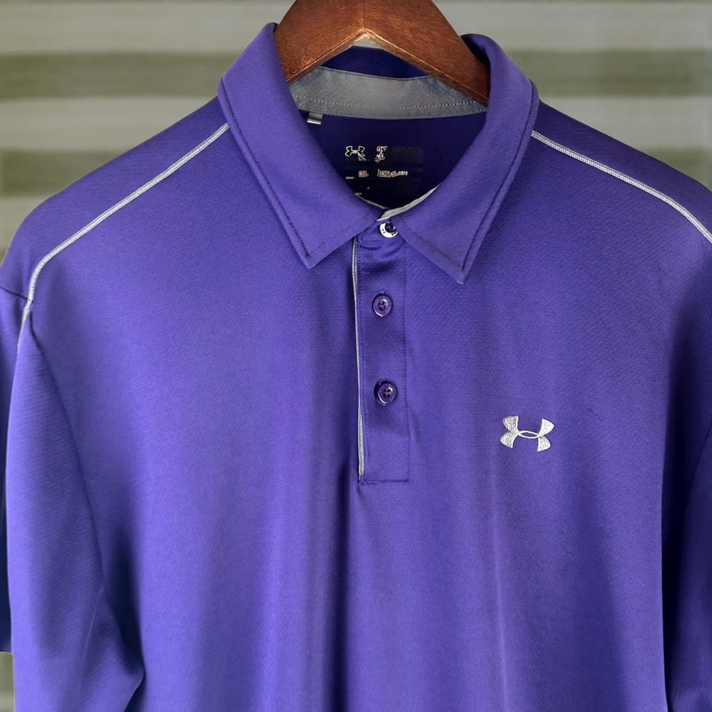 Under Armour Under Armour Polo Shirt Mens XXL Purple HeatGear Short Sleeve Athletic 1249072 Size US XXL / EU 58 / 5 - 1 Thumbnail