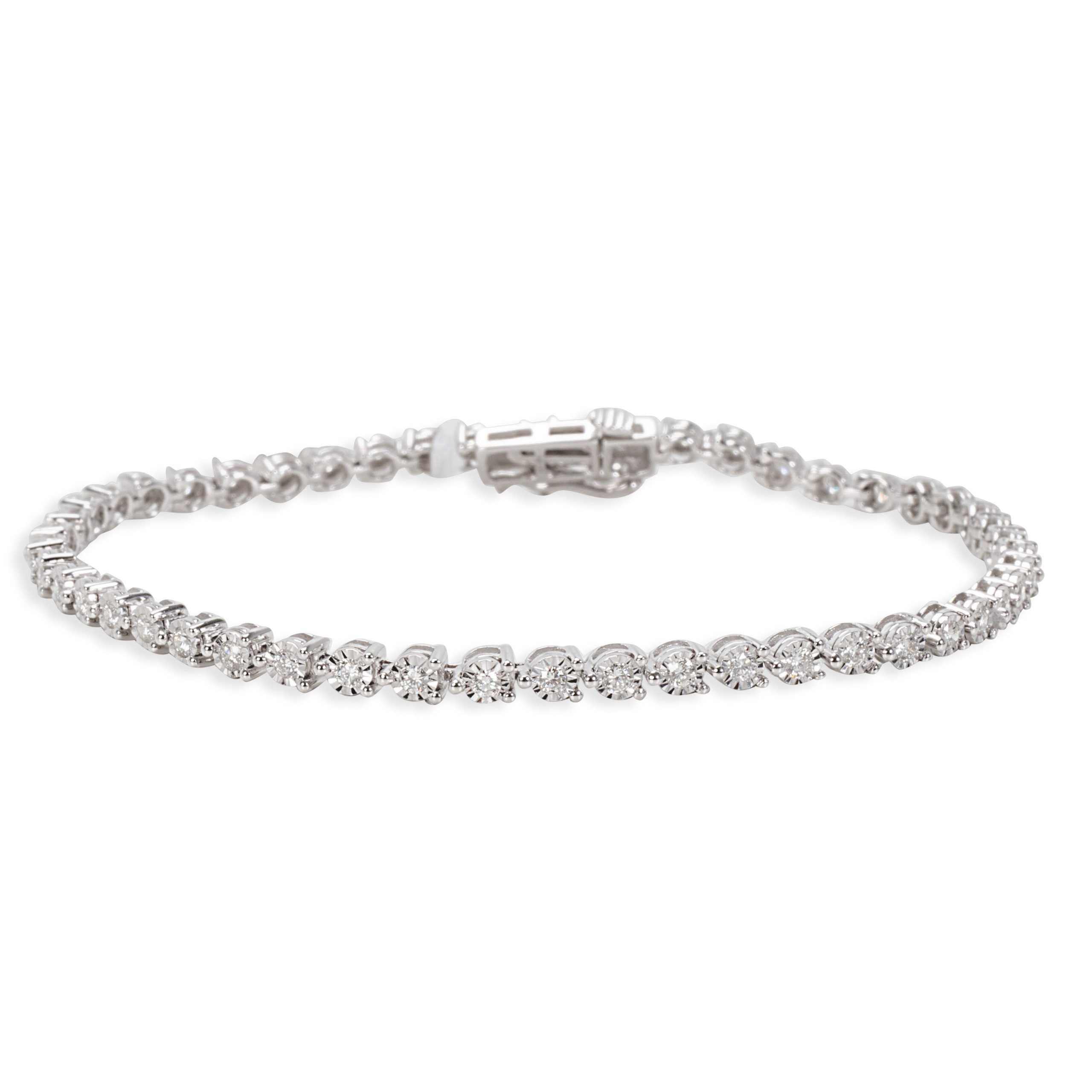 image of Louis Vuitton Miracle Set Diamond Tennis Bracelet In 14K White Gold 1Ctw, Women's