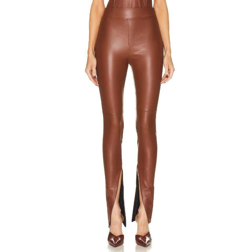 ALIX NYC Carlisle Faux Leather Pant in Cinnamon Brown XS