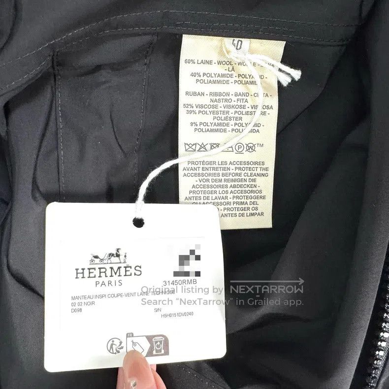 Hermes Hermes Black Drawstring Long Sleeve Windbreaker Jacket wit Size S / US 4 / IT 40 - 5 Thumbnail