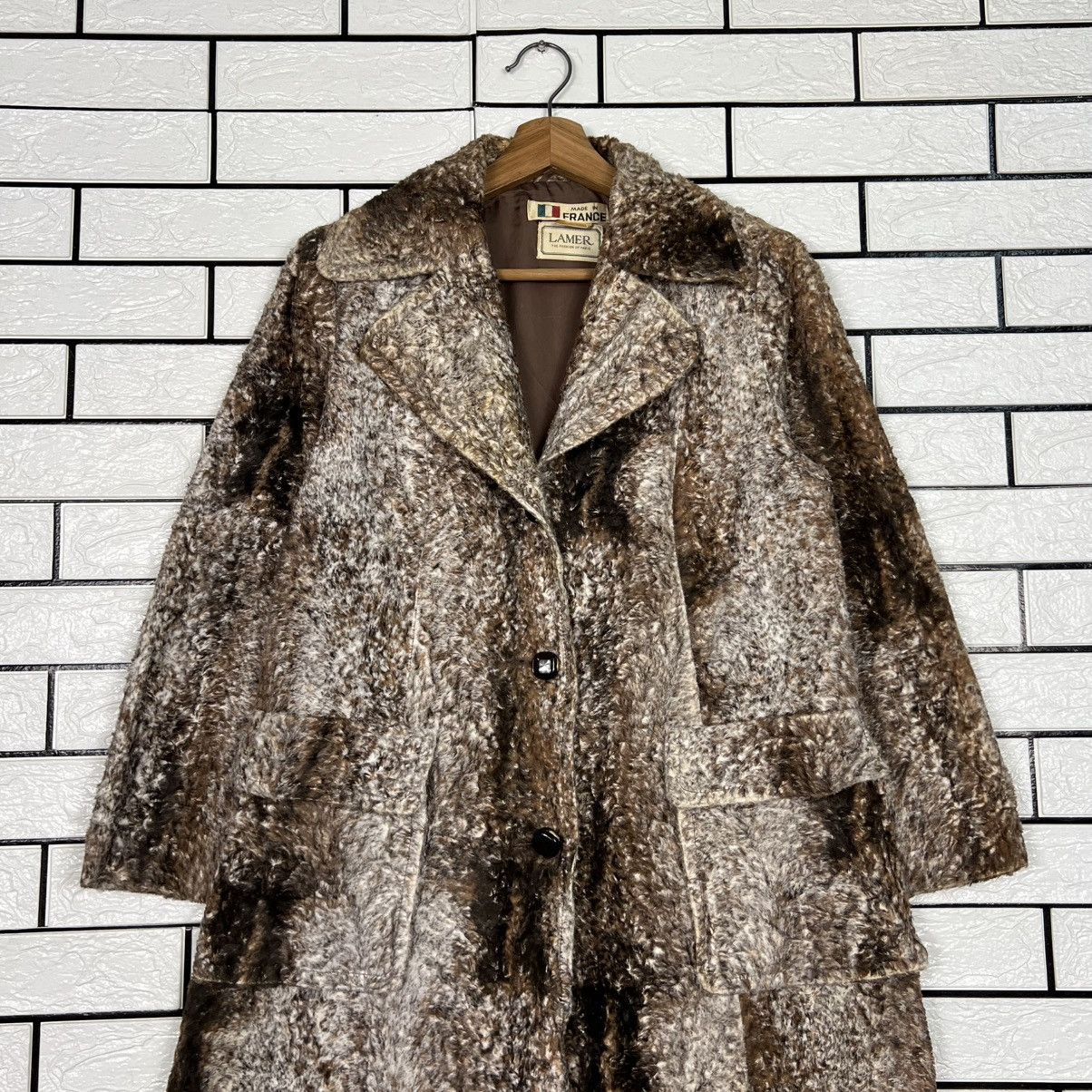 Vintage 80's LAMER Faux Fur Rayon Long Coat #4132-C188 Size M / US 6-8 / IT 42-44 - 3 Thumbnail