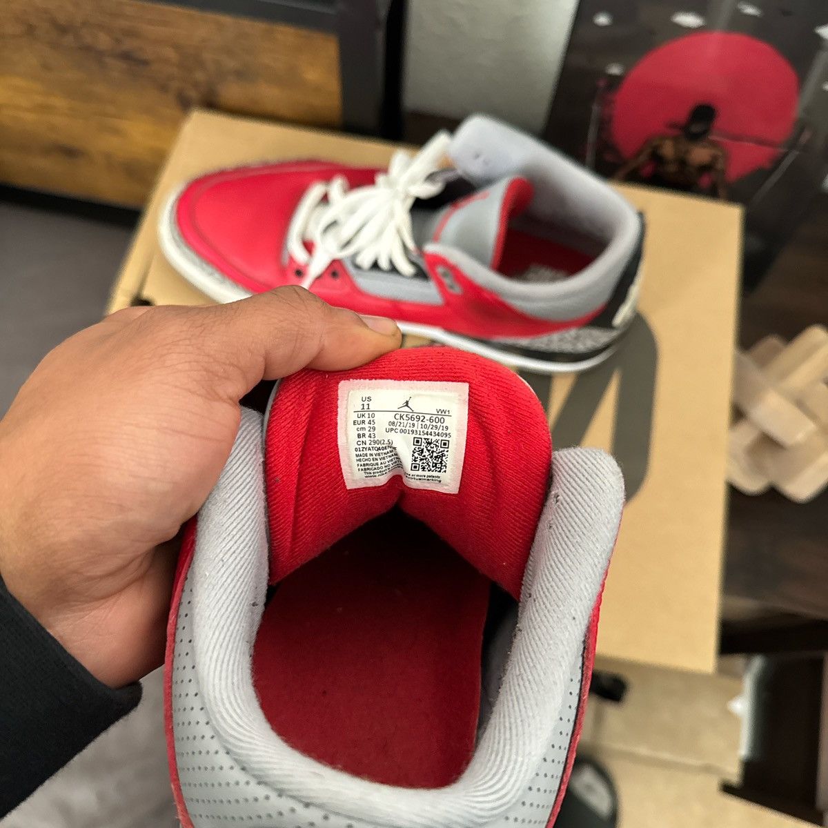 Jordan Brand × Nike Jordan 3 red cement Size US 11 / EU 44 - 1 Thumbnail