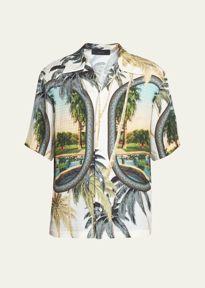 Amiri os11x1225 Paradise Short-Sleeve Bowling Shirt in Multicolor Size US M / EU 48-50 / 2 - 1 Thumbnail
