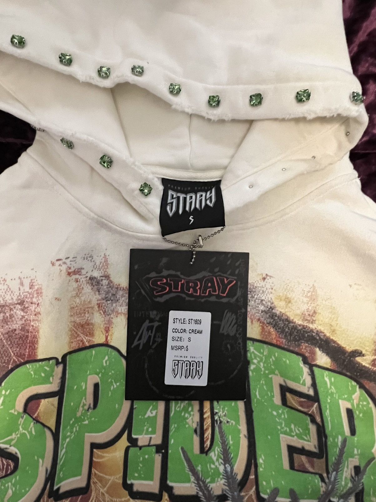 Other Stray Spider Graphic Rhinestone Cream Pullover Hoodie Size S Size US S / EU 44-46 / 1 - 5 Thumbnail