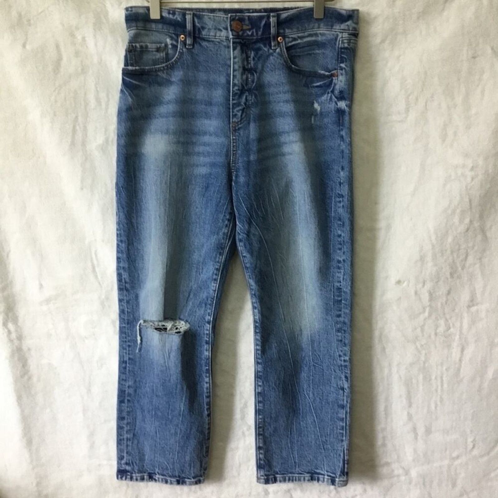 Loft Loft Blue High Waist Straight Crop Jeans Size 30" / US 8 / IT 44 - 1 Thumbnail