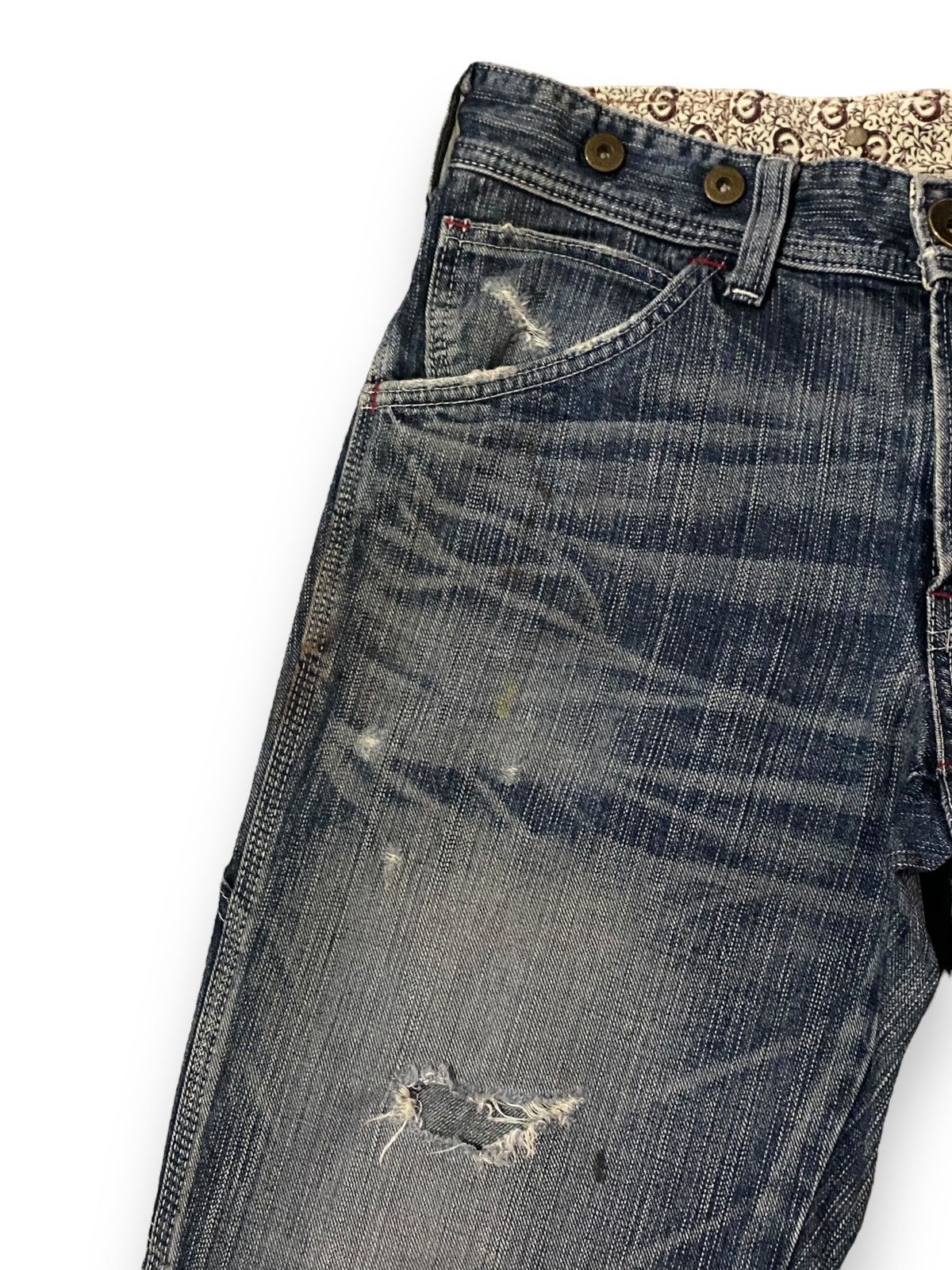 Edwin × Japanese Brand FLARE 🔥 Edwin 503 Blue Trip Distressed Splash Paint Denim Size US 33 - 6 Thumbnail