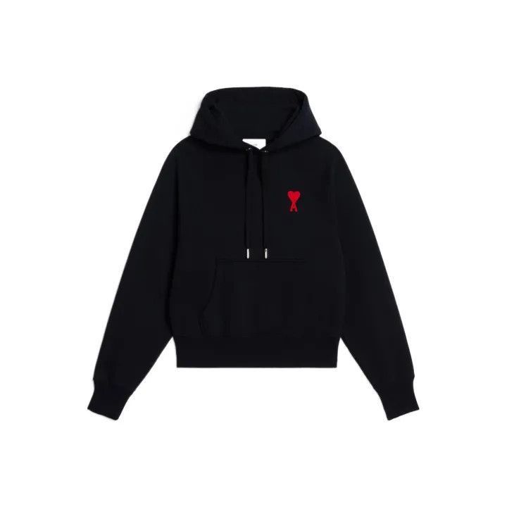 AMI AMIPARIS Black Logo Embroidered Hoodie for Men -2507 Size US M / EU 48-50 / 2 - 1 Thumbnail