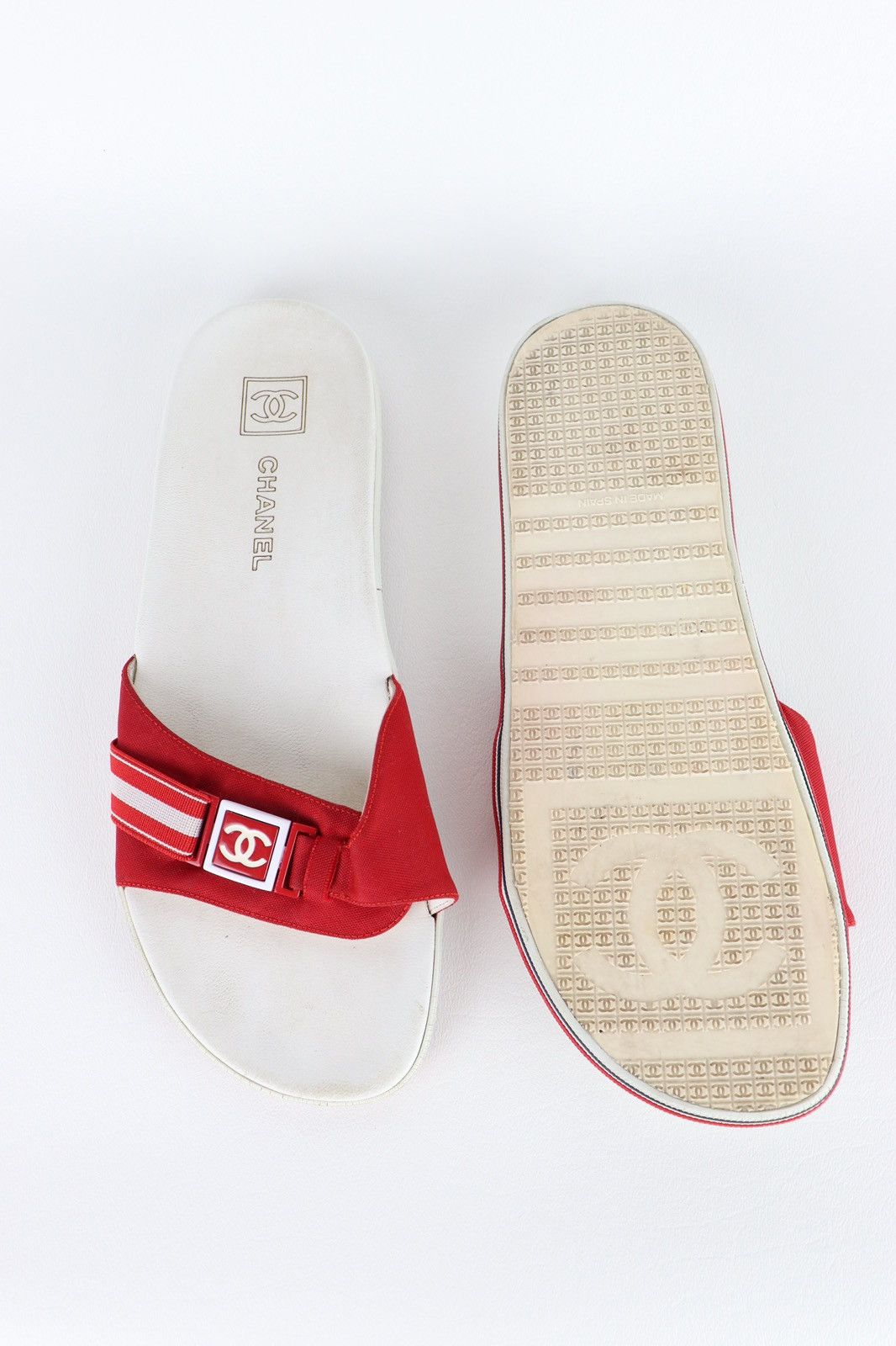 Chanel × Designer × Vintage Chanel Sport Line CC Slides 🍓 Size US 7.5 / IT 37.5 - 3 Thumbnail