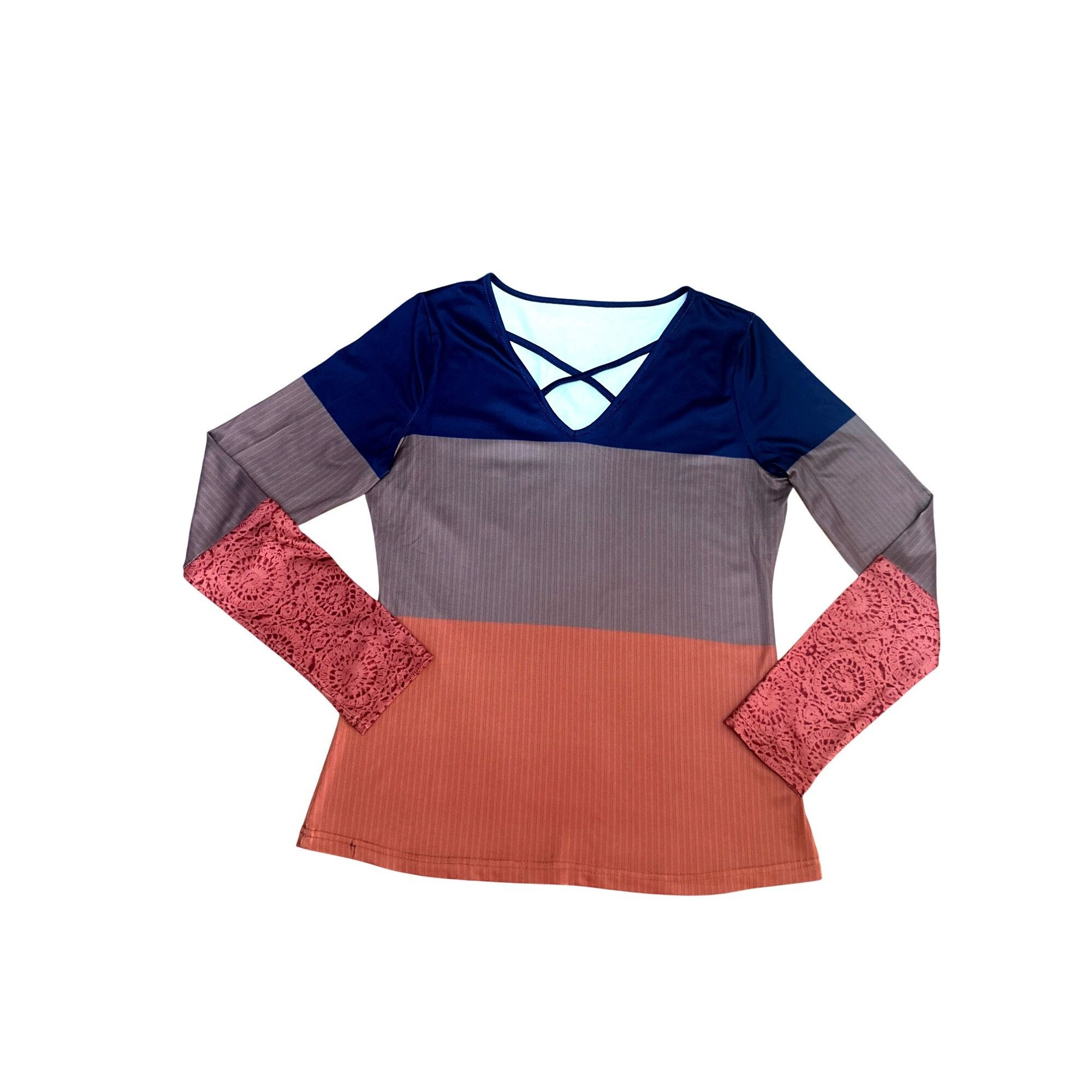 Other CCC Colorblock Long Sleeve Athletic Knit Top Soft Lightweigh Size S / US 4 / IT 40 - 7 Thumbnail
