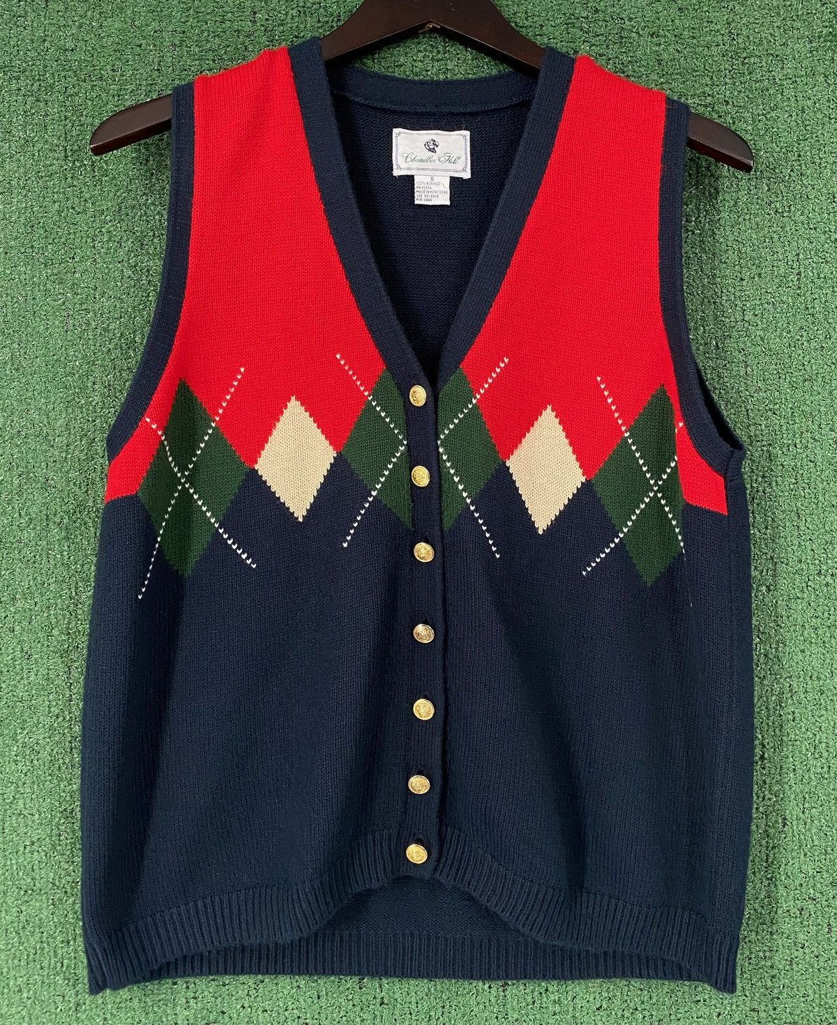 Vintage 90’s Chandler Hill Navy Argyle Button Up Sweater Vest Medium Size M / US 6-8 / IT 42-44 - 1 Thumbnail