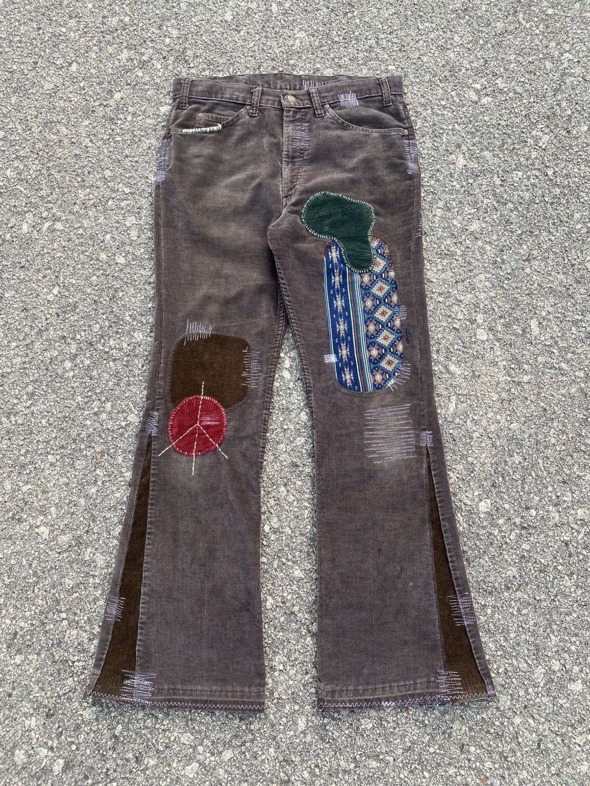 Levi's Vintage Clothing 1970s-80s Levis Corduroy Hippies Patchwork Flared Size US 34 / EU 50 - 1 Thumbnail