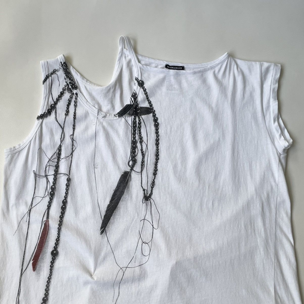 Ann Demeulemeester ‘Feather Necklace Print’ Tie Strap Vest Size M / US 6-8 / IT 42-44 - 3 Thumbnail