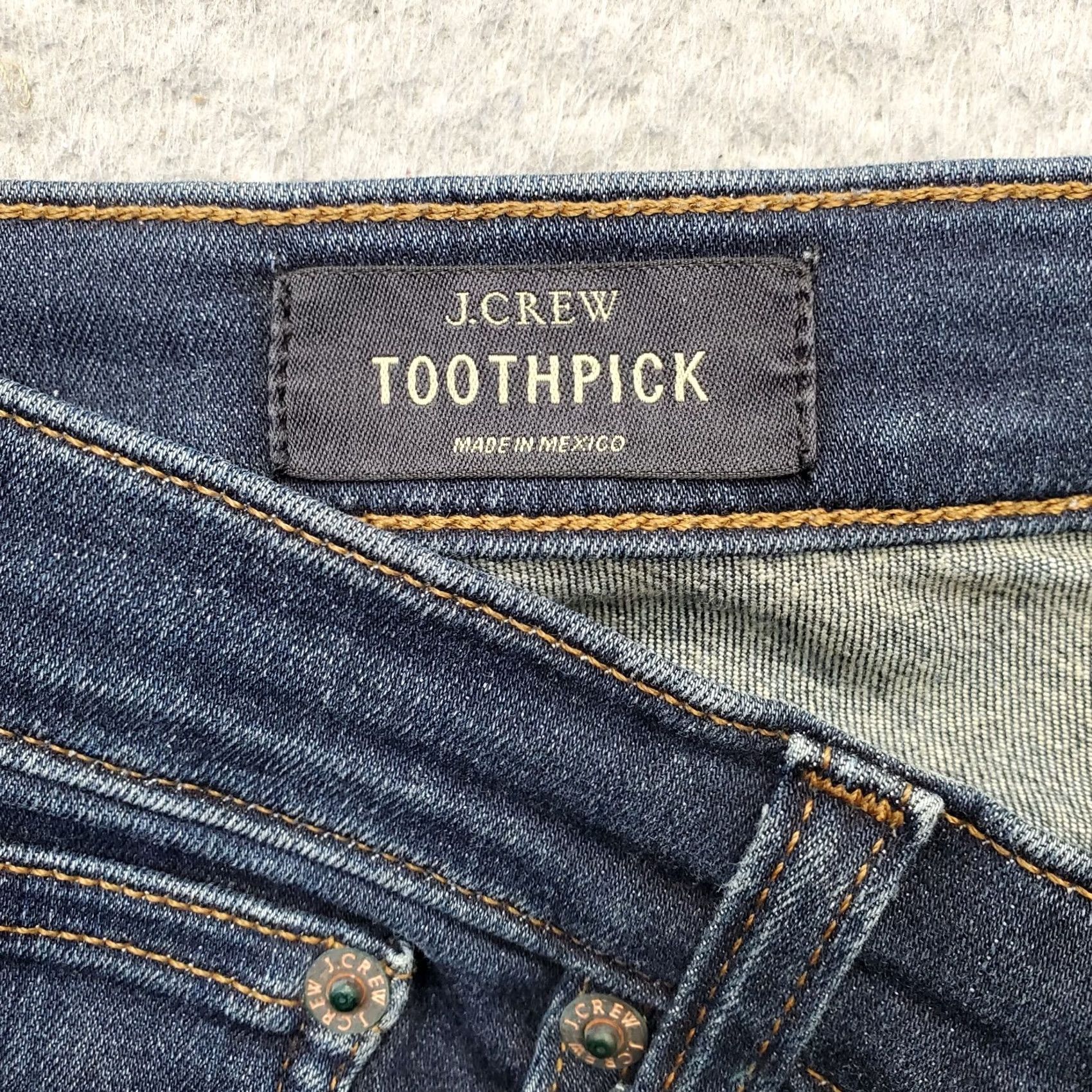J.Crew J.Crew Toothpick Jeans Womens 27 Blue Denim Faded Whiskered Stretch Skinny Leg Jeans Size 27" / US 4 / IT 40 - 7 Thumbnail